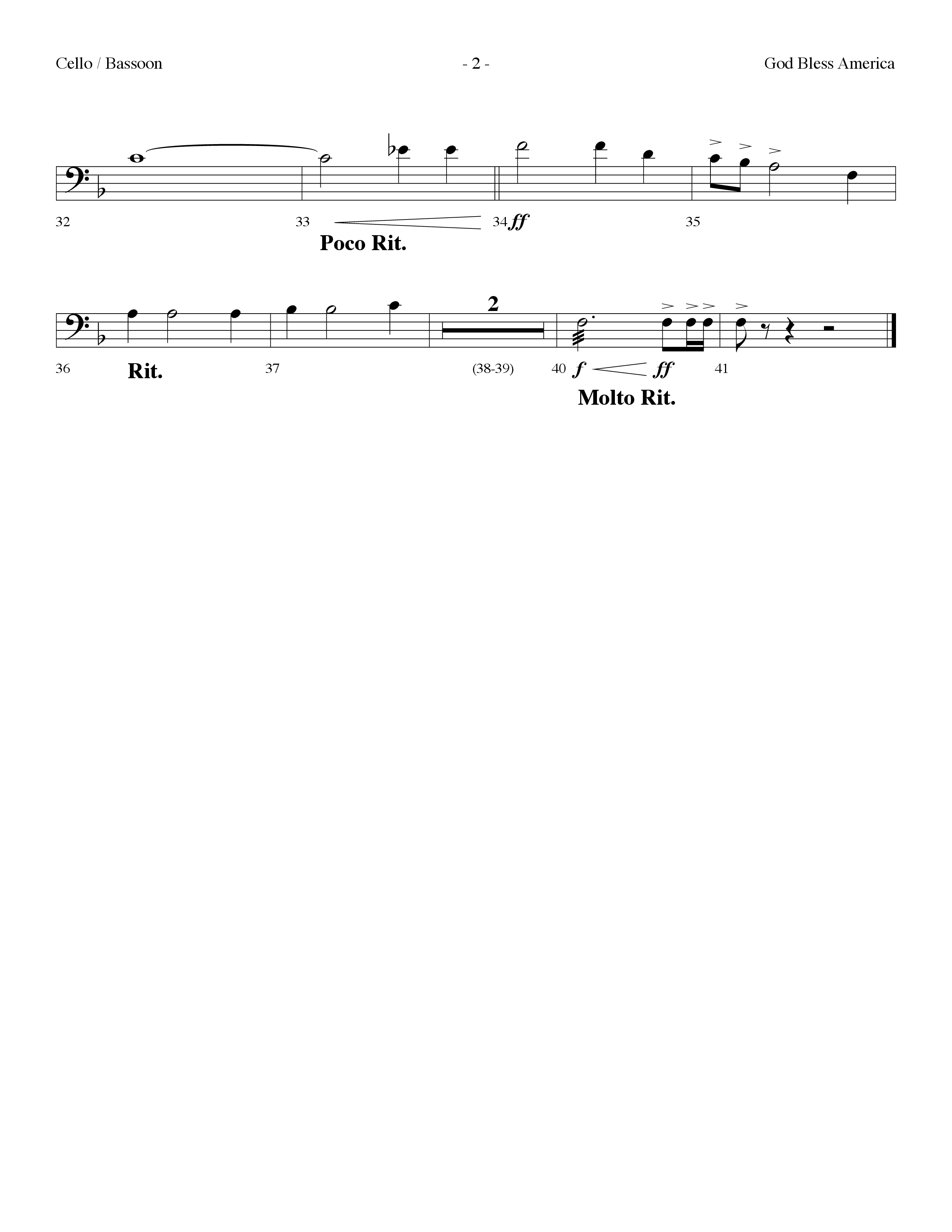 God Bless America (Choral Anthem SATB) Cello (Lifeway Choral / Arr. Dennis Allen)