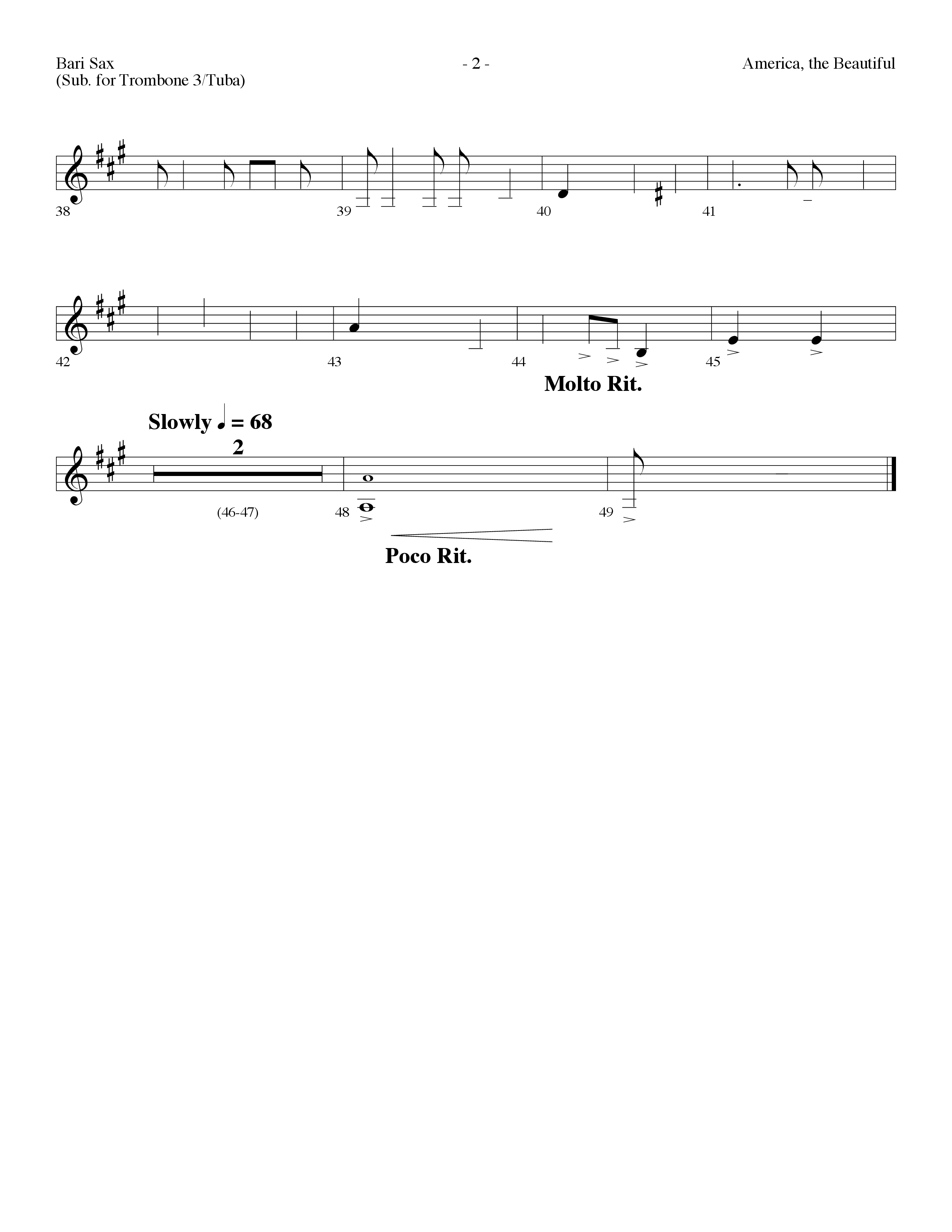 America The Beautiful (Choral Anthem SATB) Bari Sax (Lifeway Choral / Arr. Dennis Allen)