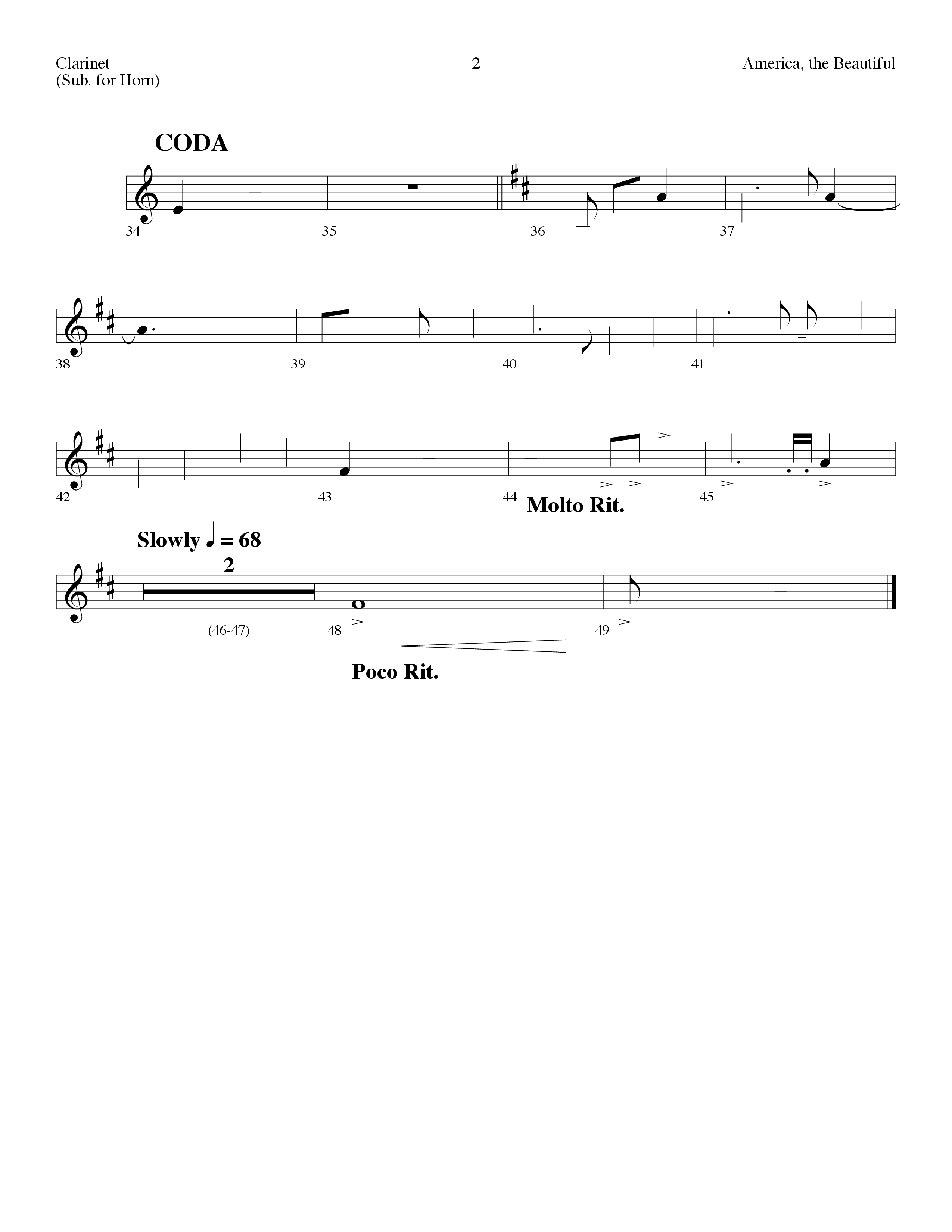 America The Beautiful (Choral Anthem SATB) Clarinet (Lifeway Choral / Arr. Dennis Allen)