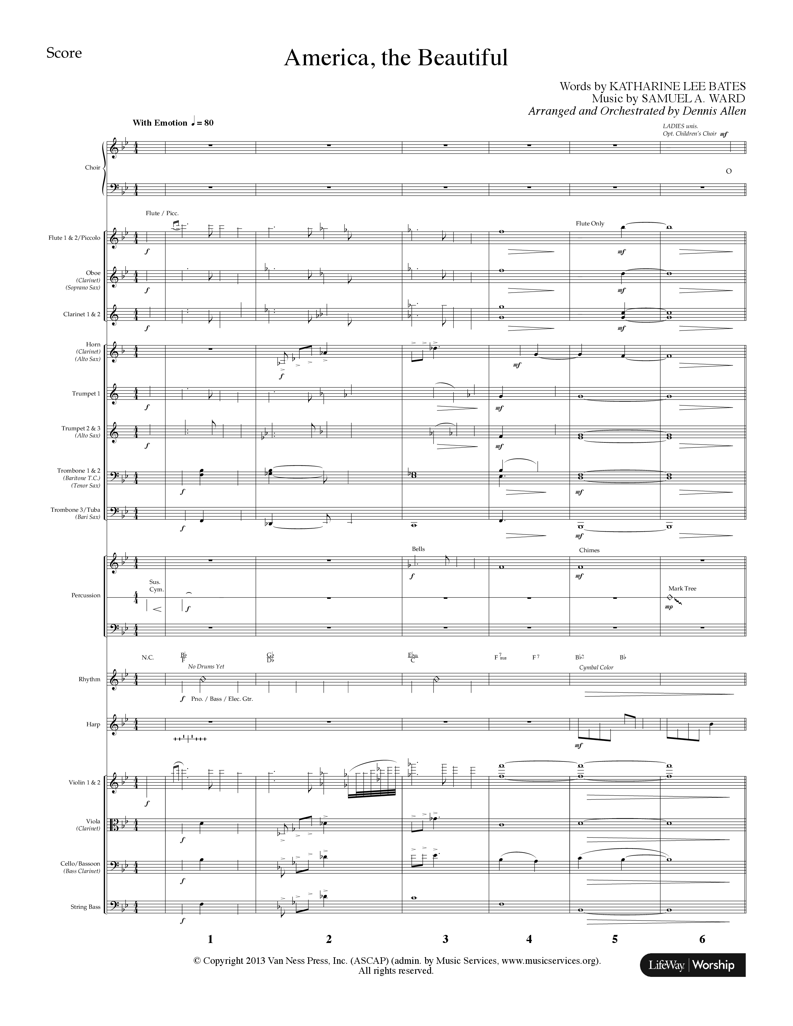 America The Beautiful (Choral Anthem SATB) Conductor's Score (Lifeway Choral / Arr. Dennis Allen)