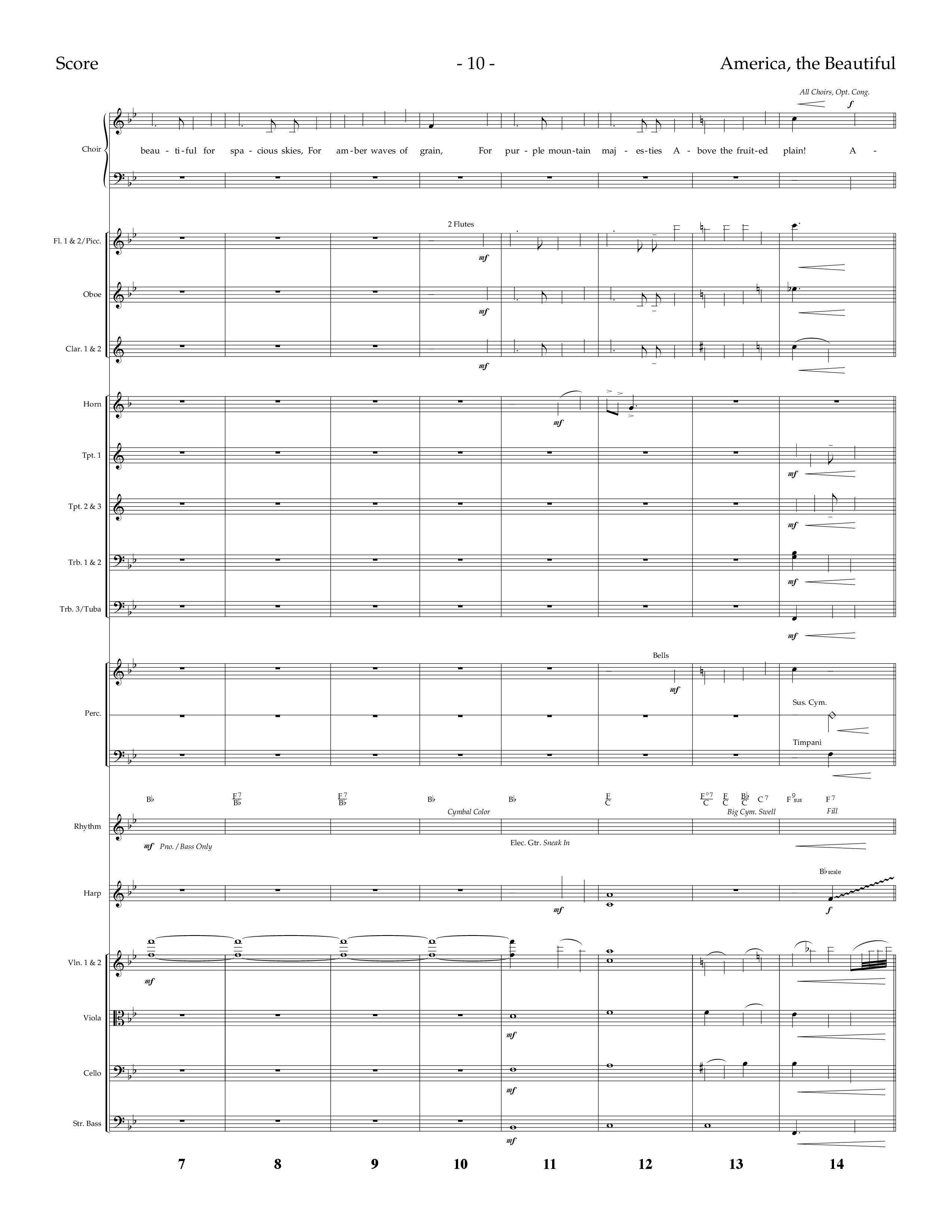 America The Beautiful (Choral Anthem SATB) Conductor's Score (Lifeway Choral / Arr. Dennis Allen)