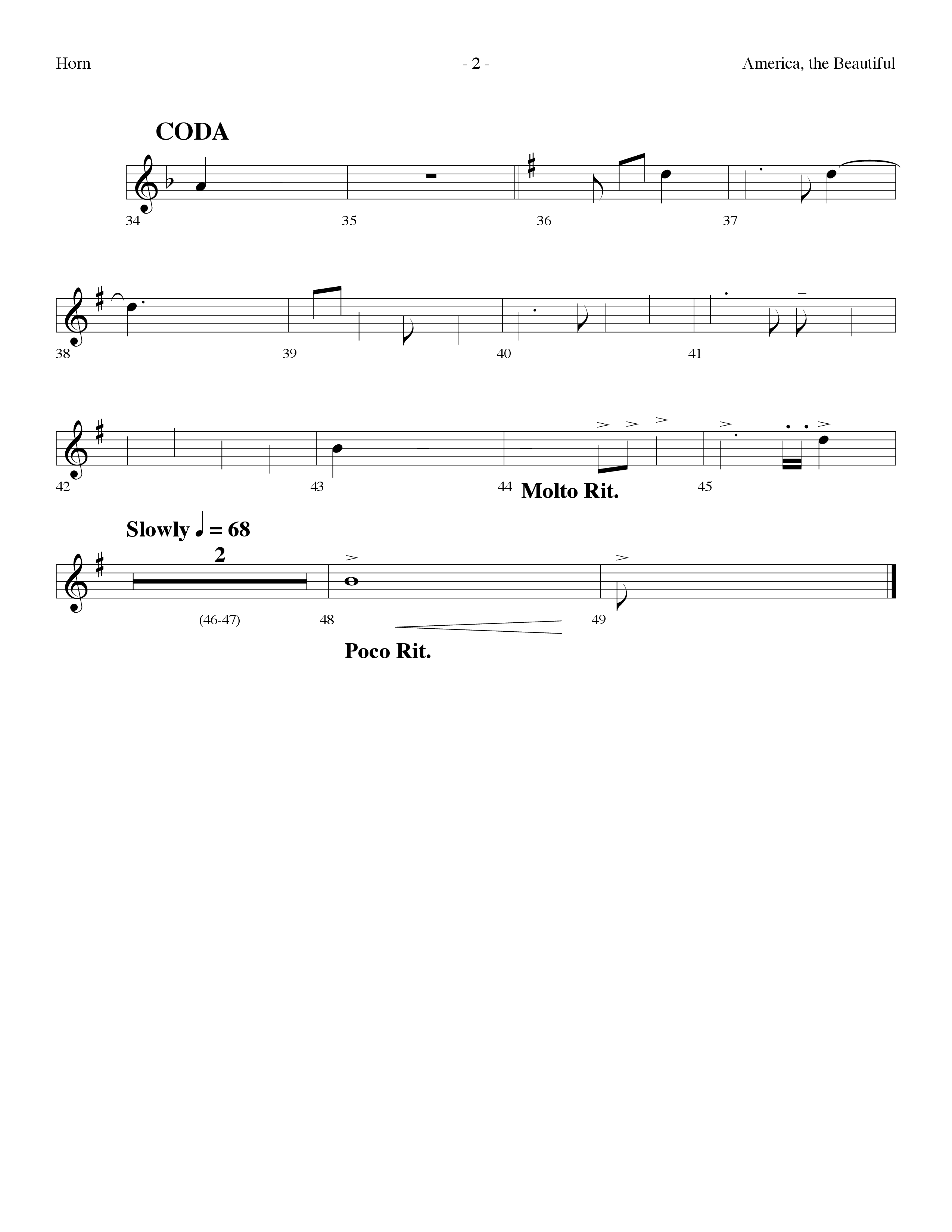 America The Beautiful (Choral Anthem SATB) French Horn (Lifeway Choral / Arr. Dennis Allen)