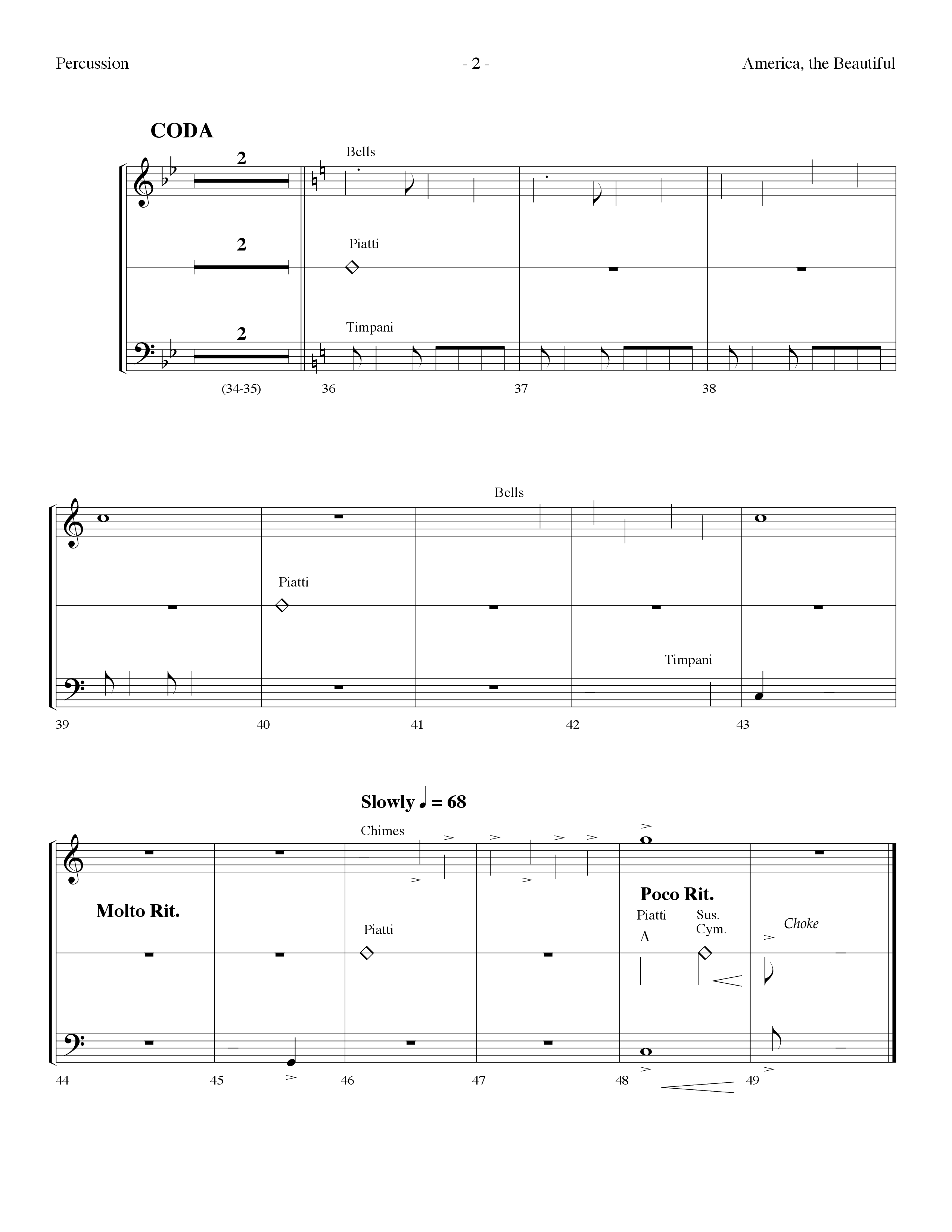 America The Beautiful (Choral Anthem SATB) Percussion (Lifeway Choral / Arr. Dennis Allen)