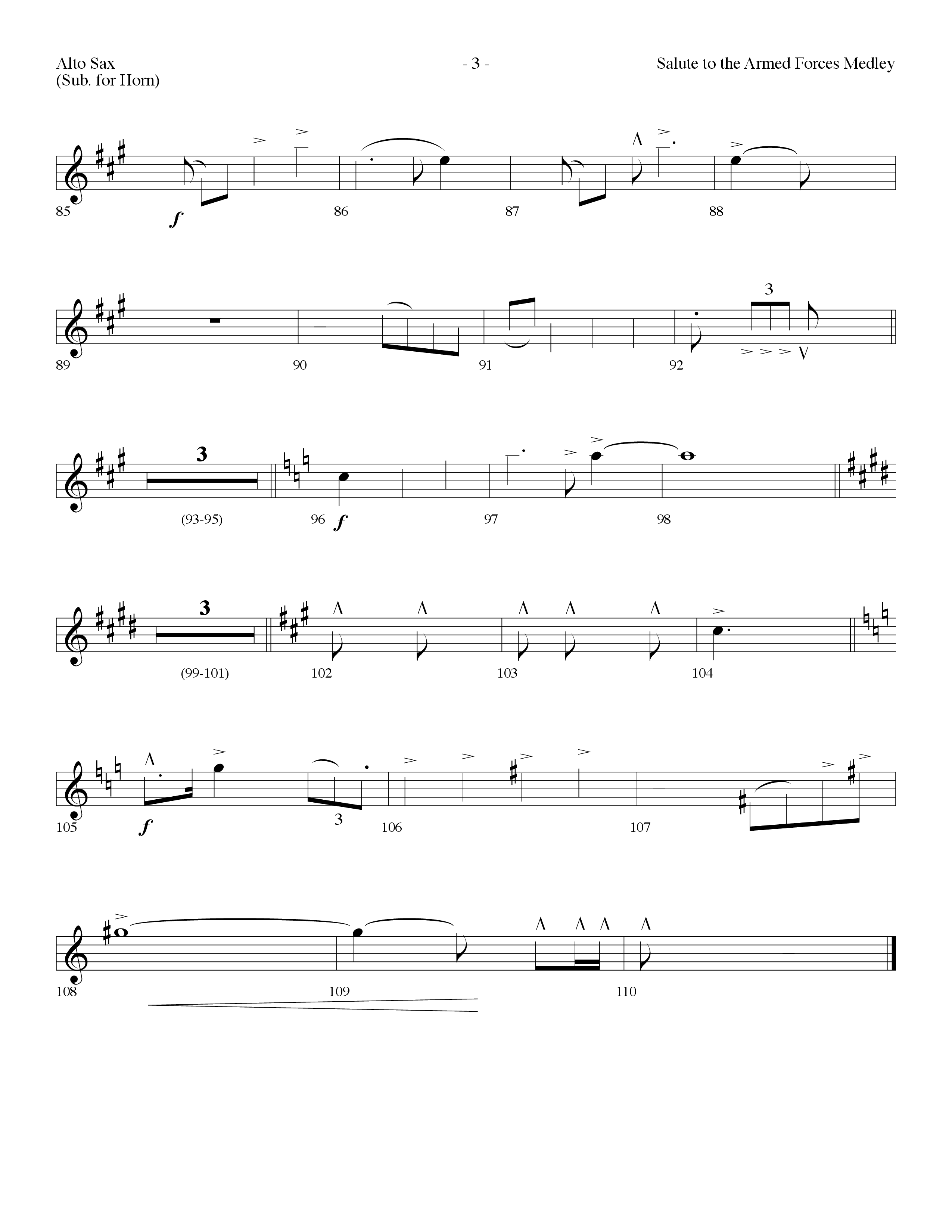 Salute To The Armed Forces Medley (with The Air Force Song, The Army Goes Rolling Along (The Army So (Choral Anthem SATB) Alto Sax (Lifeway Choral / Arr. Dennis Allen)