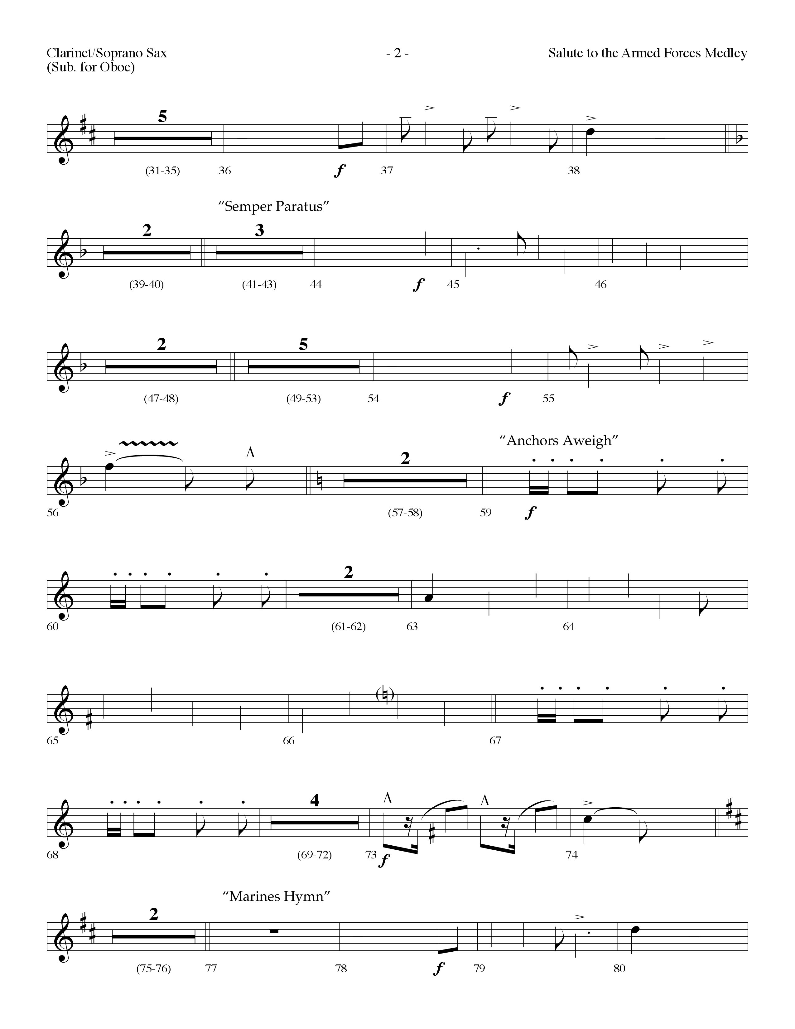 Salute To The Armed Forces Medley (with The Air Force Song, The Army Goes Rolling Along (The Army So (Choral Anthem SATB) Clarinet/Soprano Sax (Lifeway Choral / Arr. Dennis Allen)