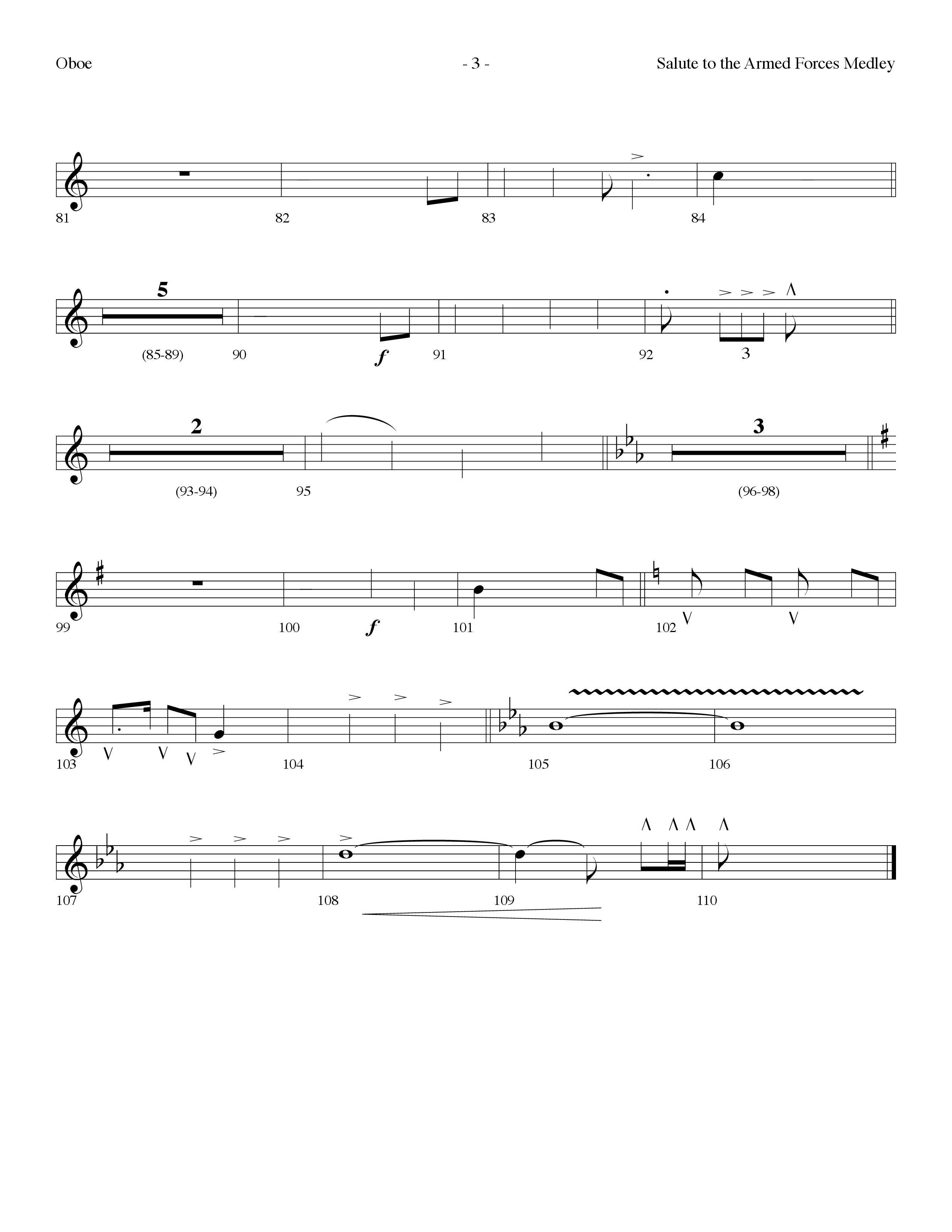 Salute To The Armed Forces Medley (with The Air Force Song, The Army Goes Rolling Along (The Army So (Choral Anthem SATB) Oboe (Lifeway Choral / Arr. Dennis Allen)