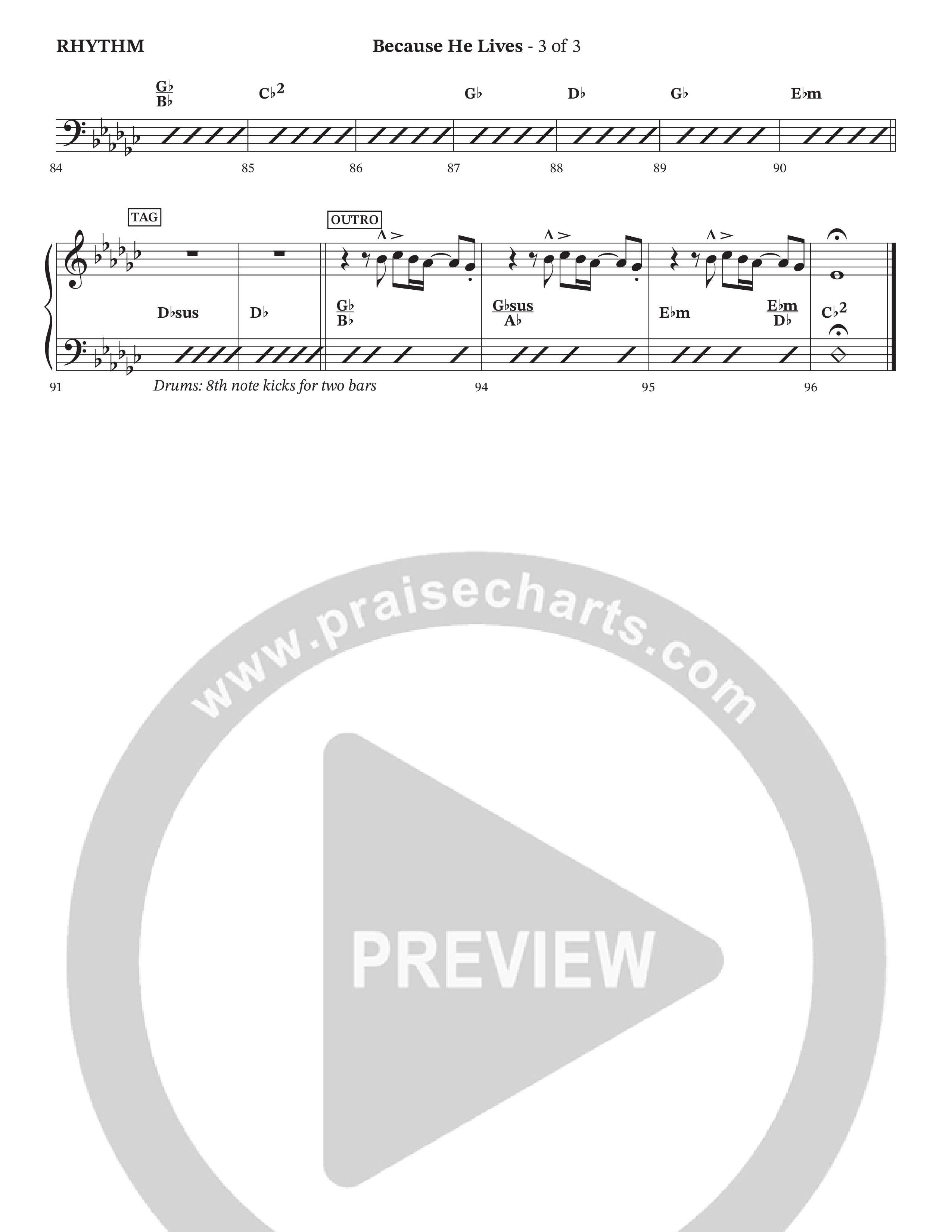 Because He Lives Rhythm Chart (StowTown Worship / Charles Billingsley / Arr. Matthew Summers / Orch. J. Daniel Smith)