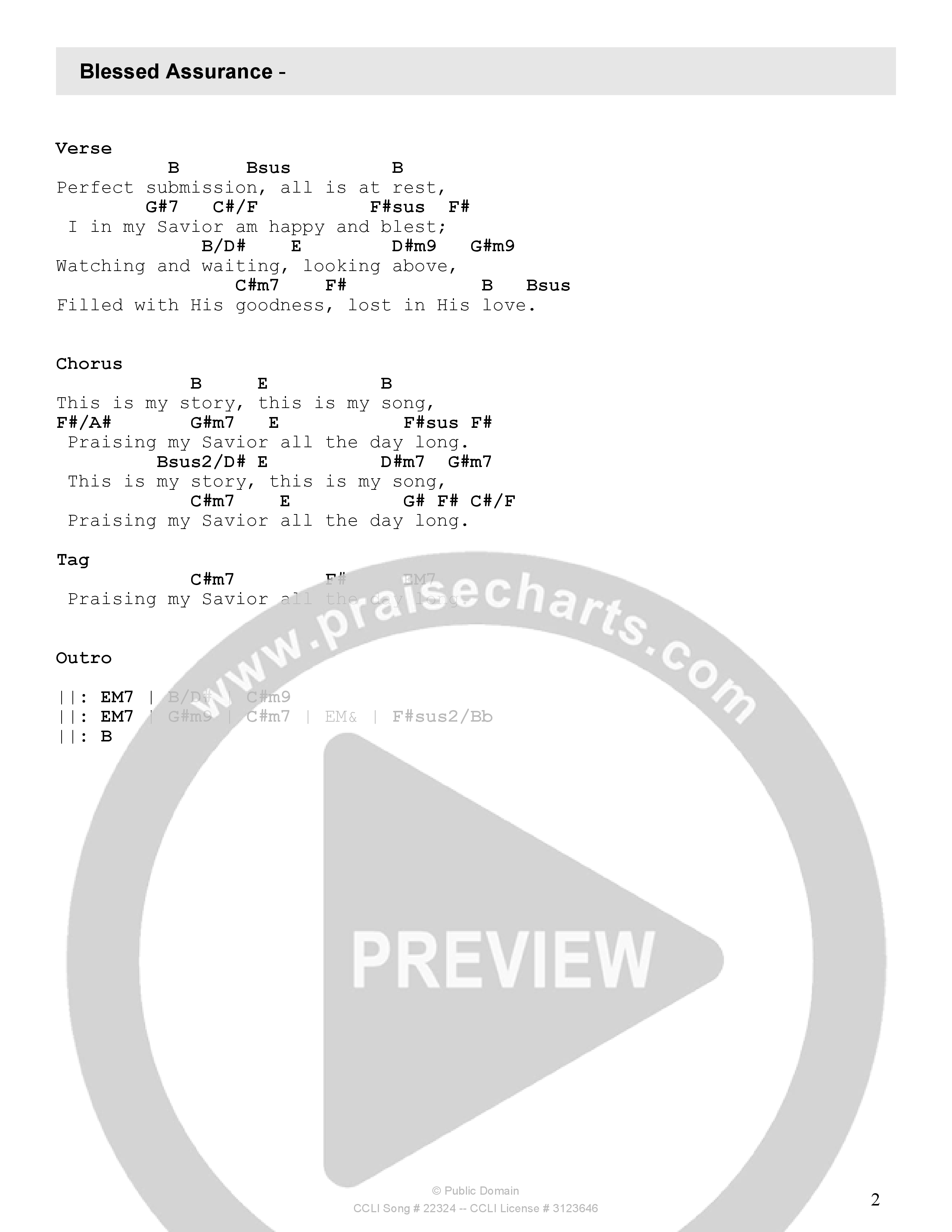 Blessed Assurance Chord Chart (StowTown Worship / Alvin Slaughter / Arr. Matthew Summers / Orch. Jim Hammerly)