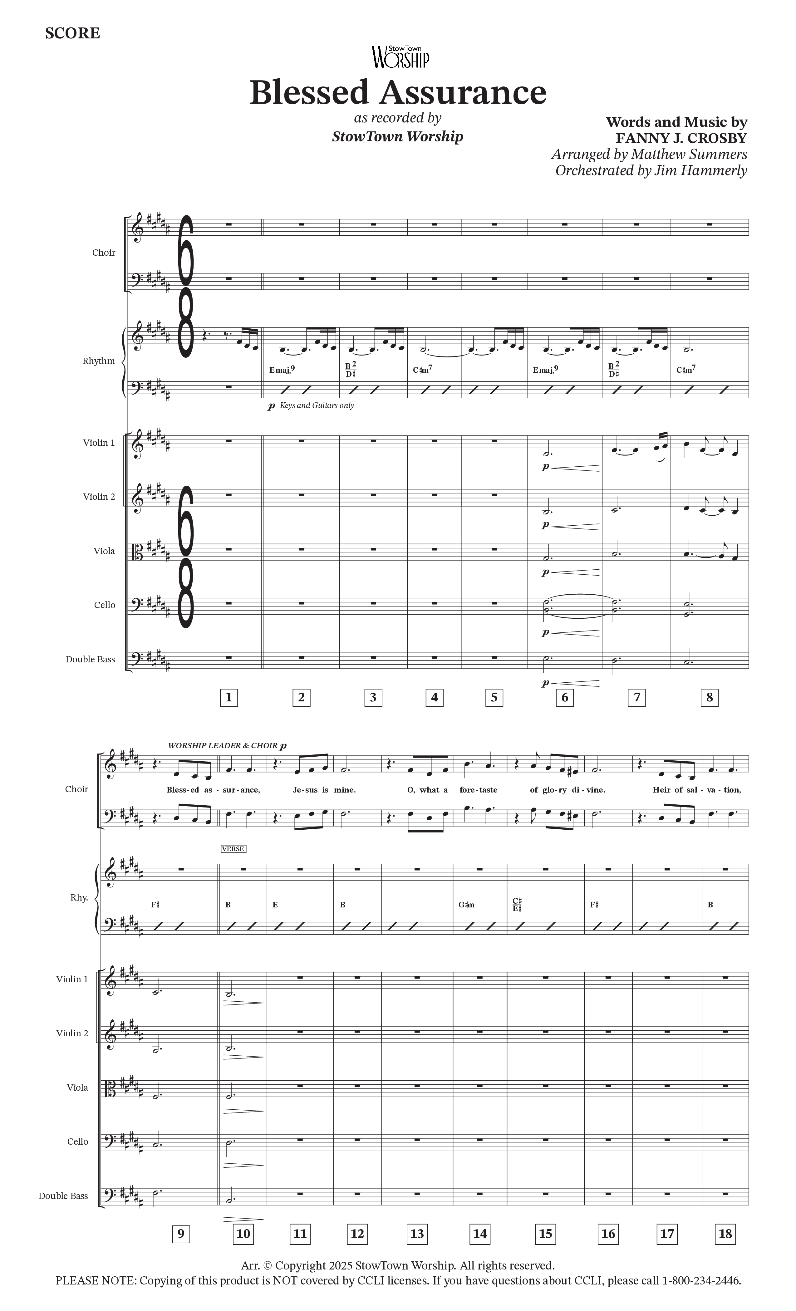 Blessed Assurance Orchestration (StowTown Worship / Alvin Slaughter / Arr. Matthew Summers / Orch. Jim Hammerly)