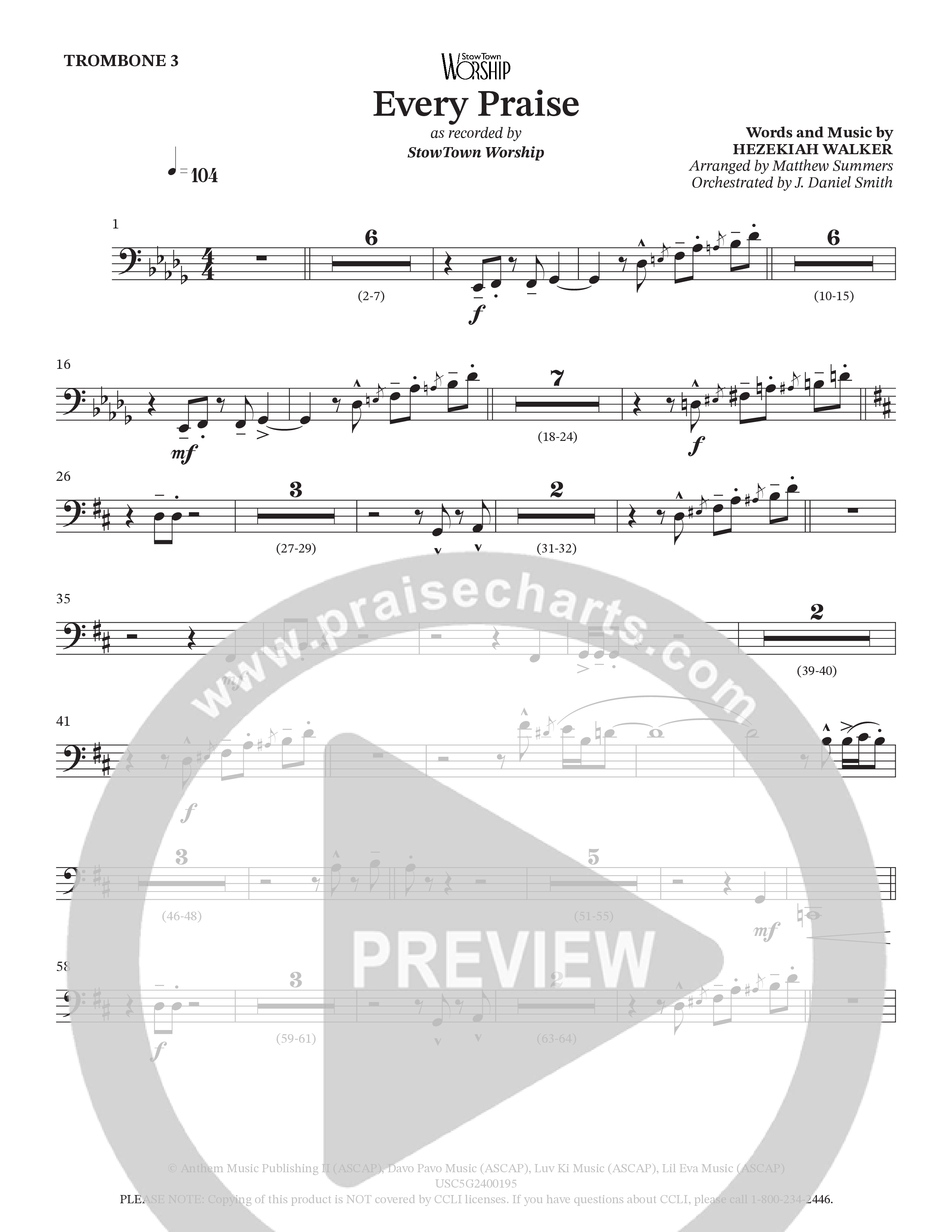 Every Praise Trombone 3 (StowTown Worship / Charles Billingsley / Arr. Matthew Summers / Orch. J. Daniel Smith)
