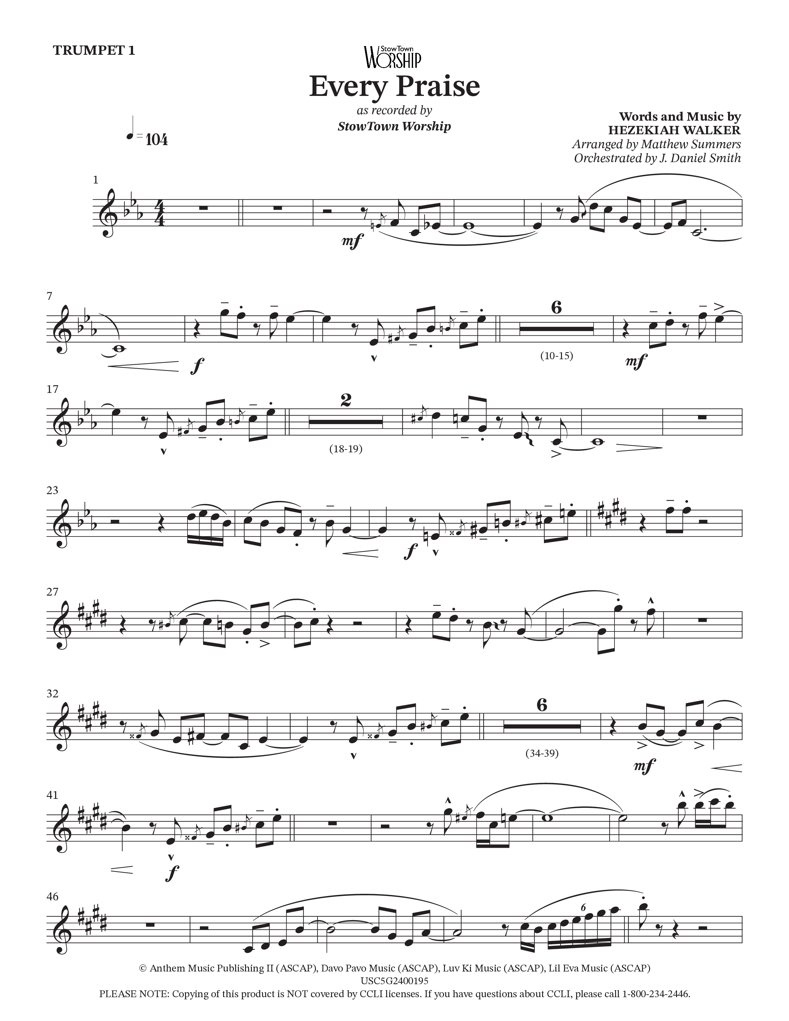 Every Praise Trumpet 1 (StowTown Worship / Charles Billingsley / Arr. Matthew Summers / Orch. J. Daniel Smith)