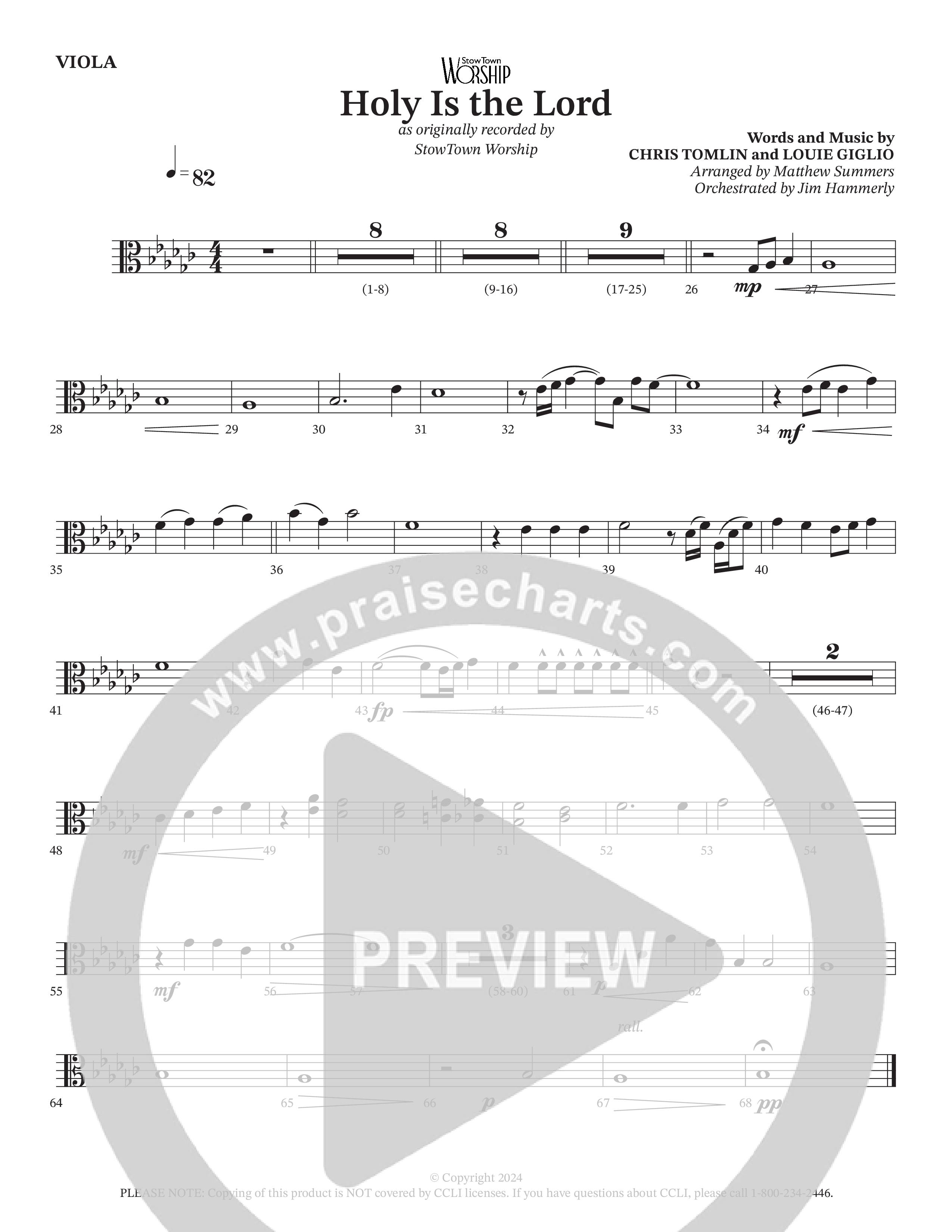 Holy Is The Lord Viola (StowTown Worship / Travis Cottrell / Arr. Matthew Summers / Orch. Jim Hammerly)