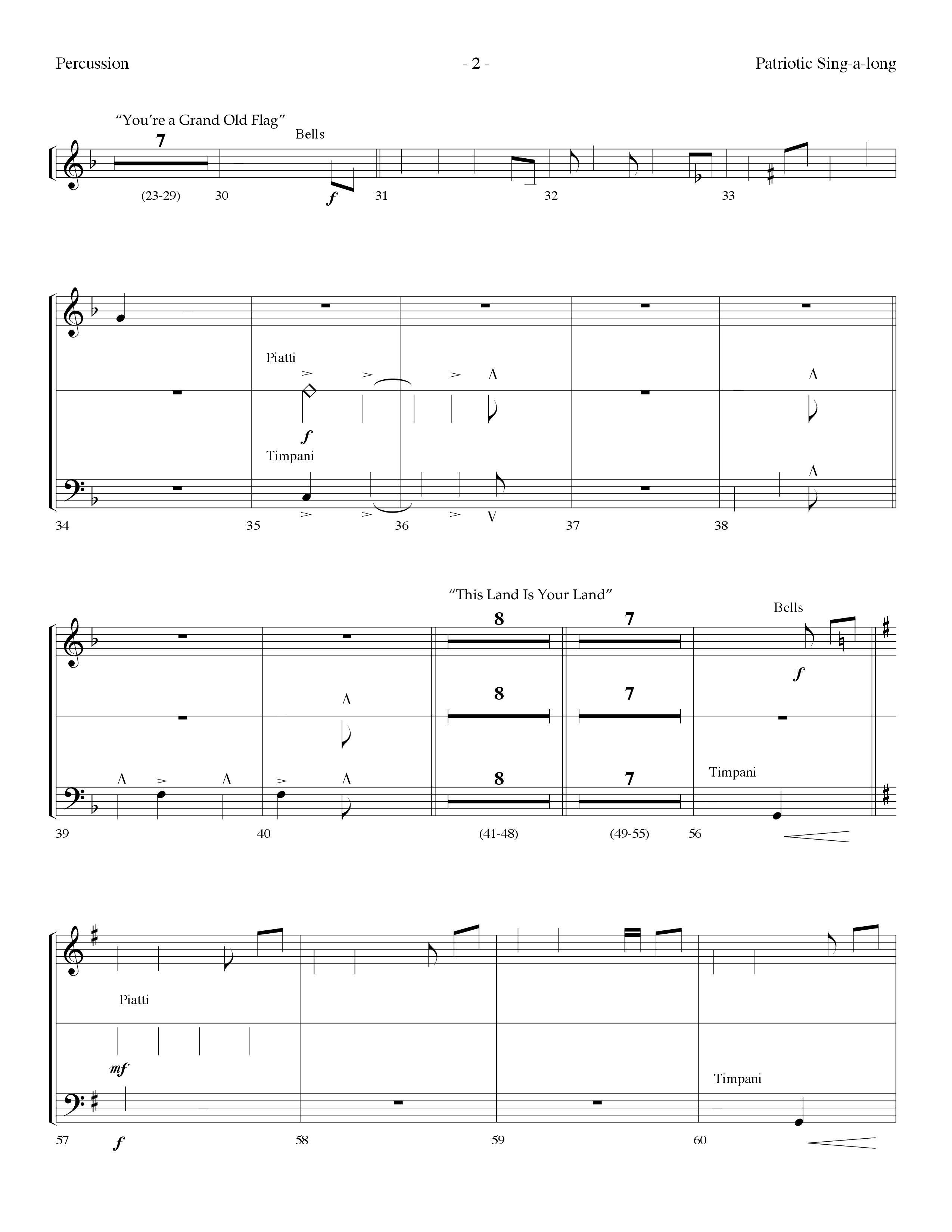 Patritotic Sing-A-Long Medley (with Stars And Stripes Forever, Youre A Grand Old Flag, This Land Is  (Choral Anthem SATB) Percussion (Lifeway Choral / Arr. Dennis Allen)