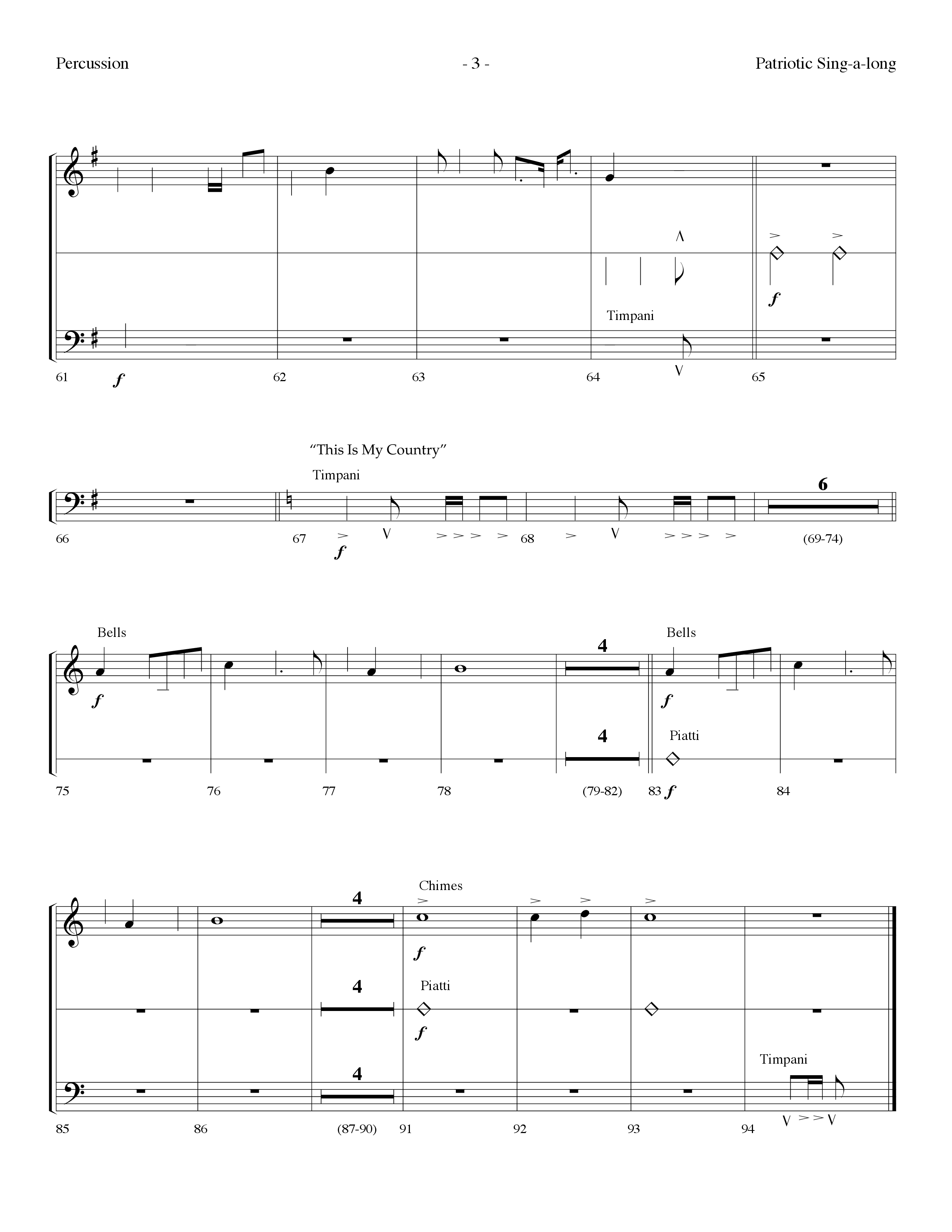 Patritotic Sing-A-Long Medley (with Stars And Stripes Forever, Youre A Grand Old Flag, This Land Is  (Choral Anthem SATB) Percussion (Lifeway Choral / Arr. Dennis Allen)