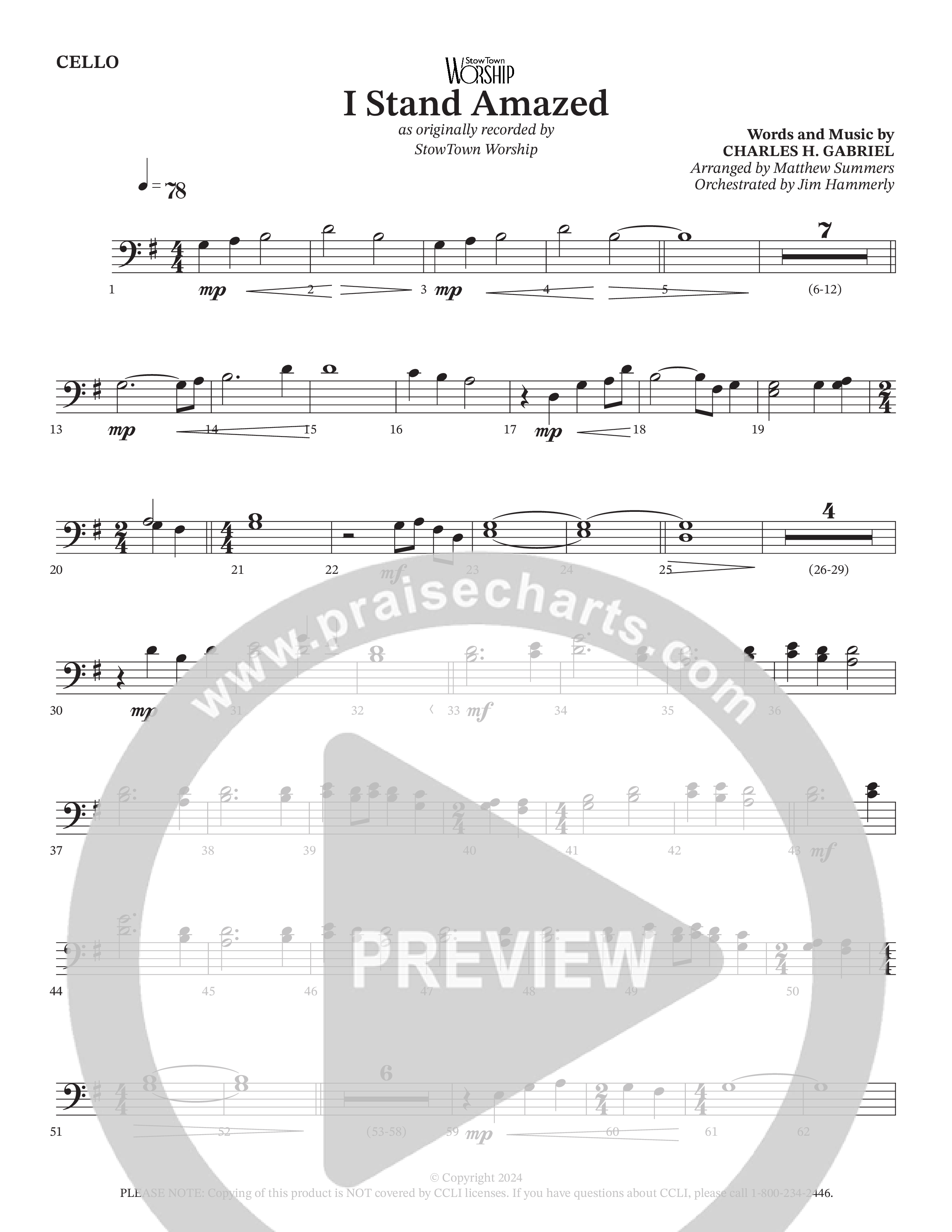 I Stand Amazed Cello (StowTown Worship / Travis Cottrell / TaRanda Greene / Arr. Matthew Summers / Orch. Jim Hammerly)
