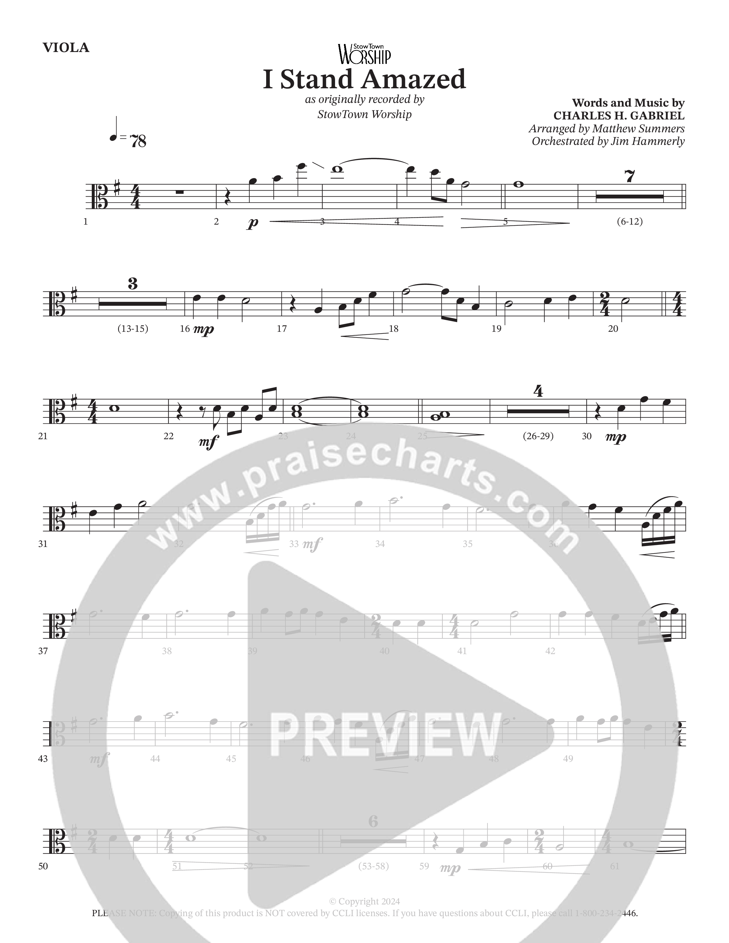 I Stand Amazed Viola (StowTown Worship / Travis Cottrell / TaRanda Greene / Arr. Matthew Summers / Orch. Jim Hammerly)
