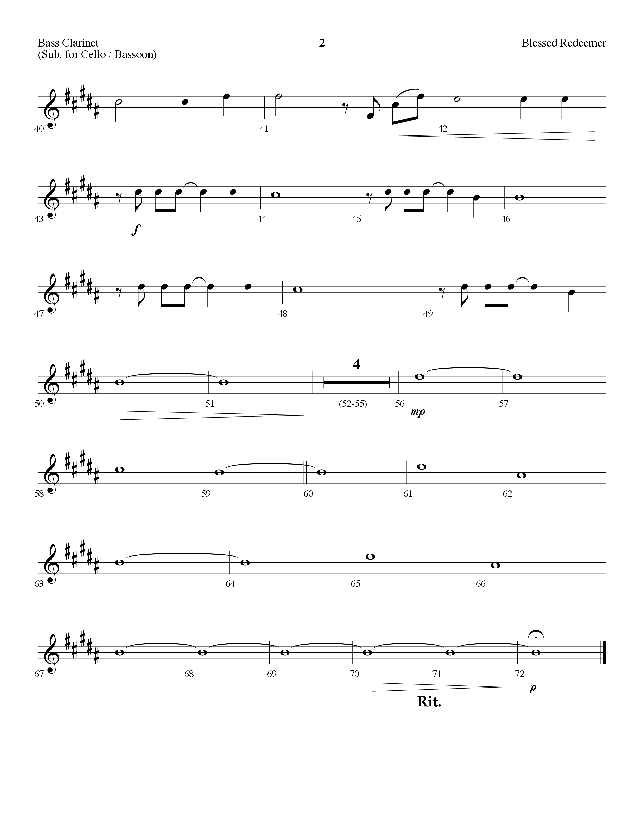 Blessed Redeemer (Choral Anthem SATB) Bass Clarinet (Lifeway Choral / Arr. Dennis Allen)