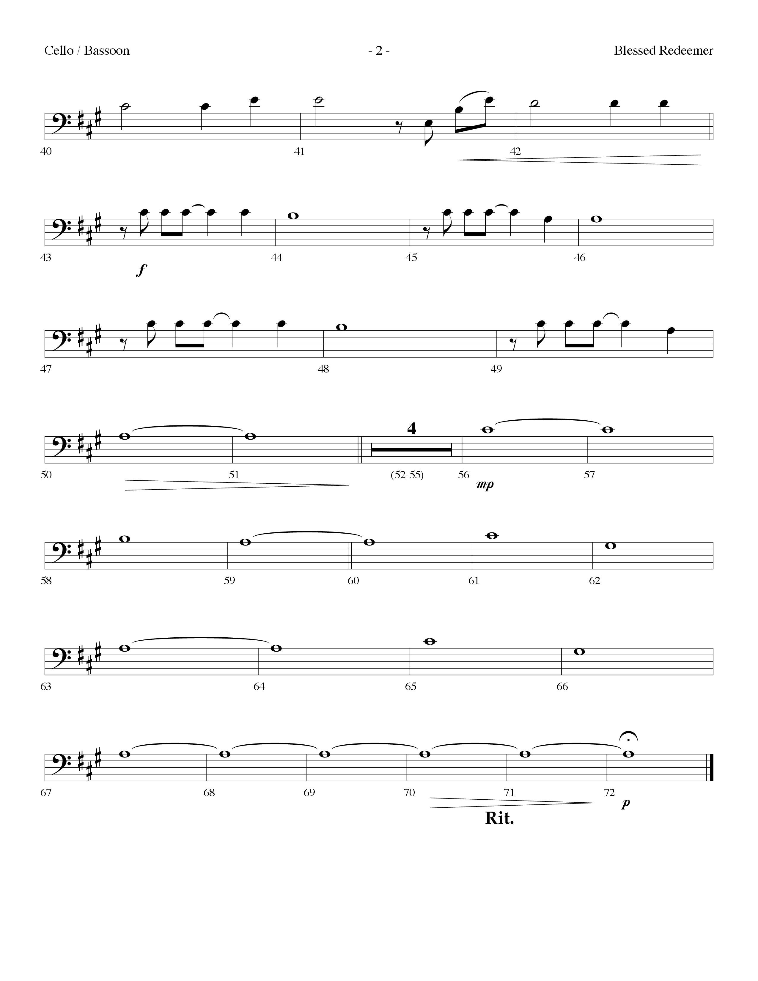 Blessed Redeemer (Choral Anthem SATB) Cello (Lifeway Choral / Arr. Dennis Allen)