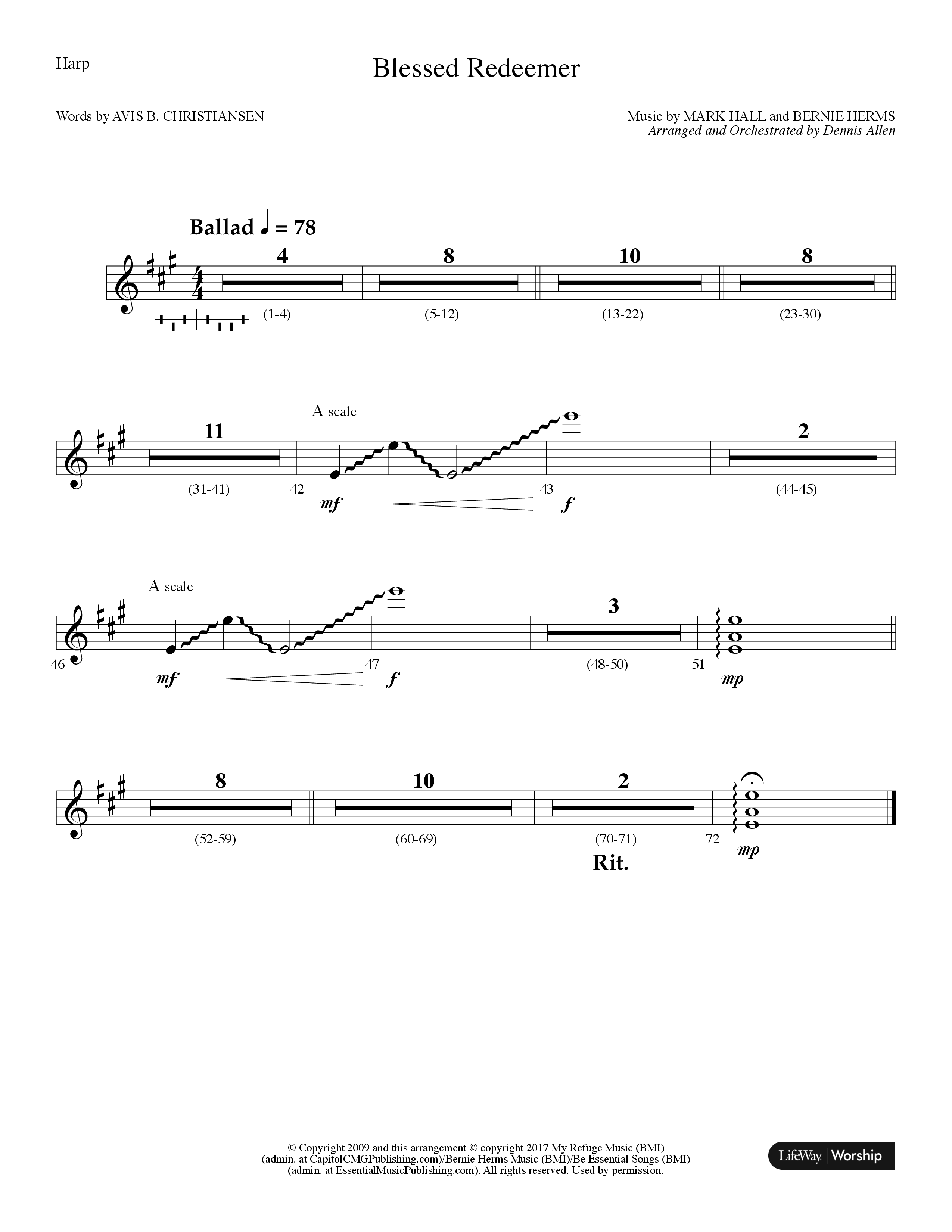 Blessed Redeemer (Choral Anthem SATB) Harp (Lifeway Choral / Arr. Dennis Allen)