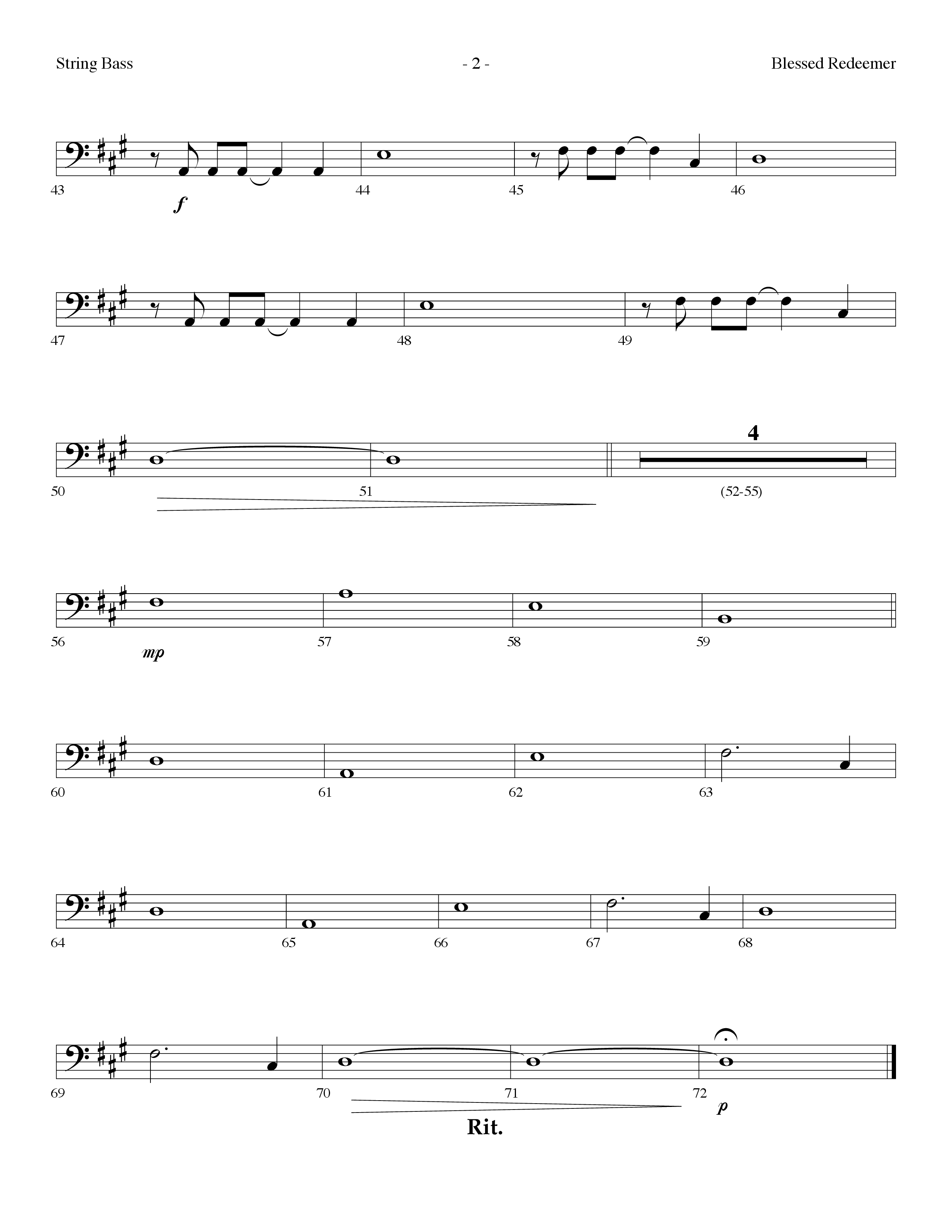 Blessed Redeemer (Choral Anthem SATB) String Bass (Lifeway Choral / Arr. Dennis Allen)