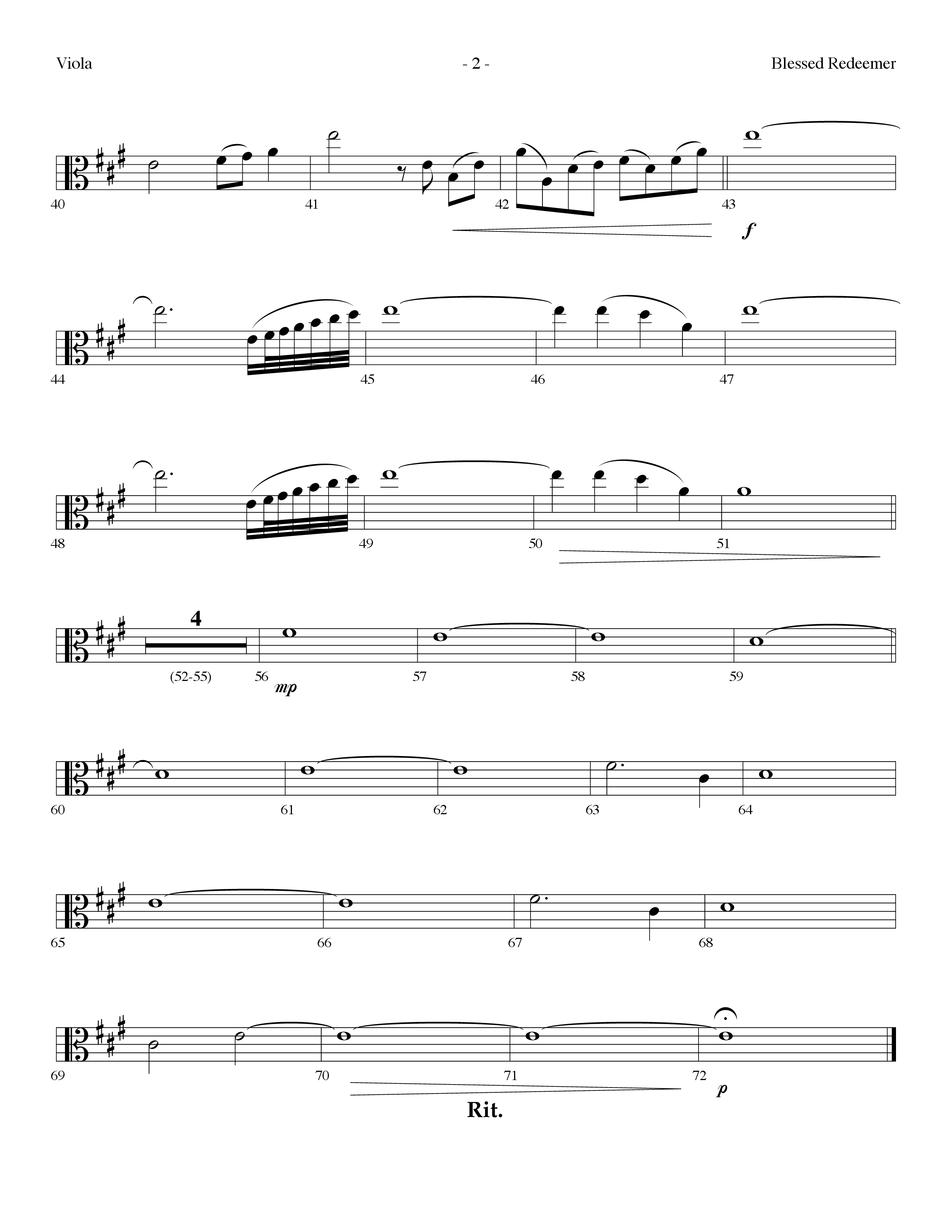 Blessed Redeemer (Choral Anthem SATB) Viola (Lifeway Choral / Arr. Dennis Allen)