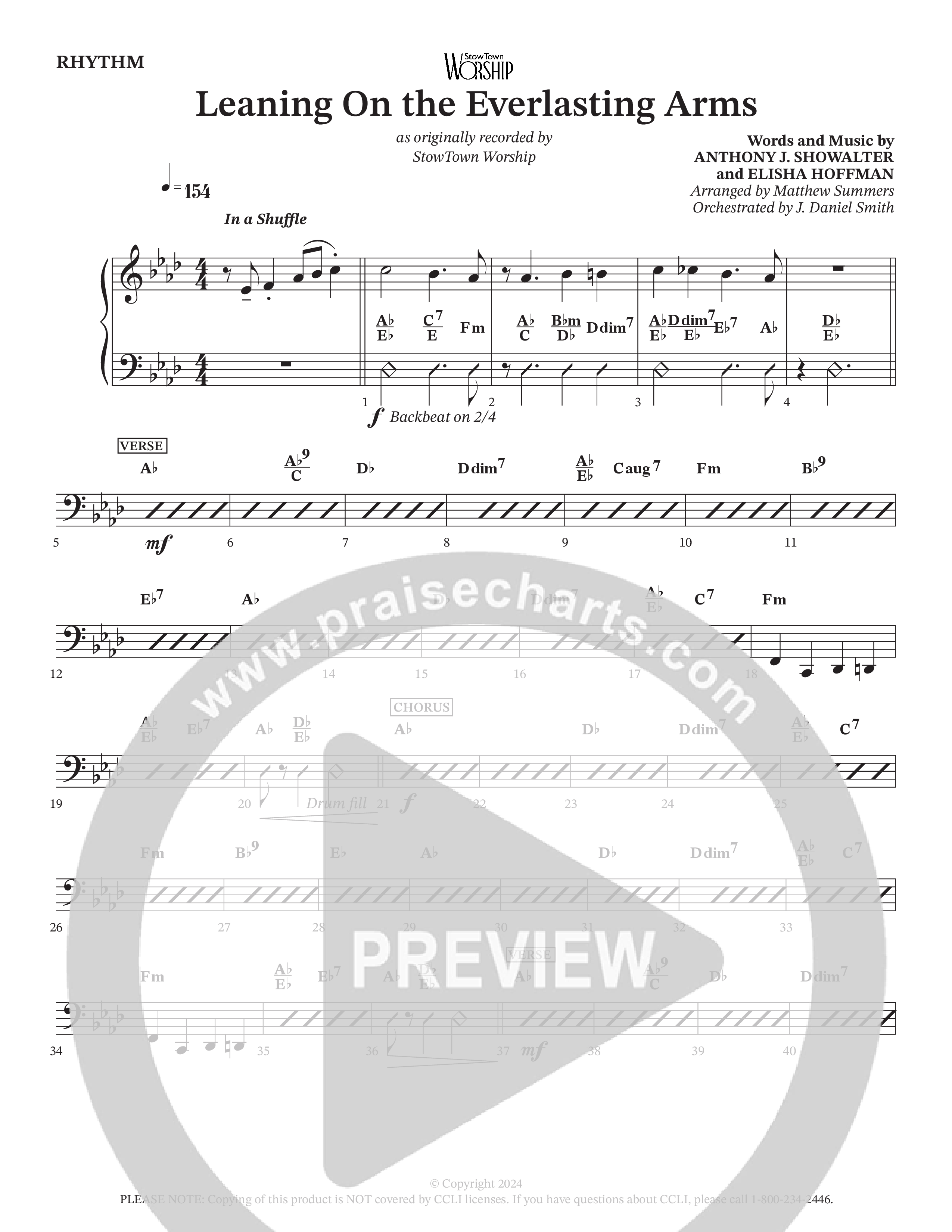Leaning On The Everlasting Arms Rhythm Chart (StowTown Worship / Alvin Slaughter / Arr. Matthew Summers / Orch. J. Daniel Smith)