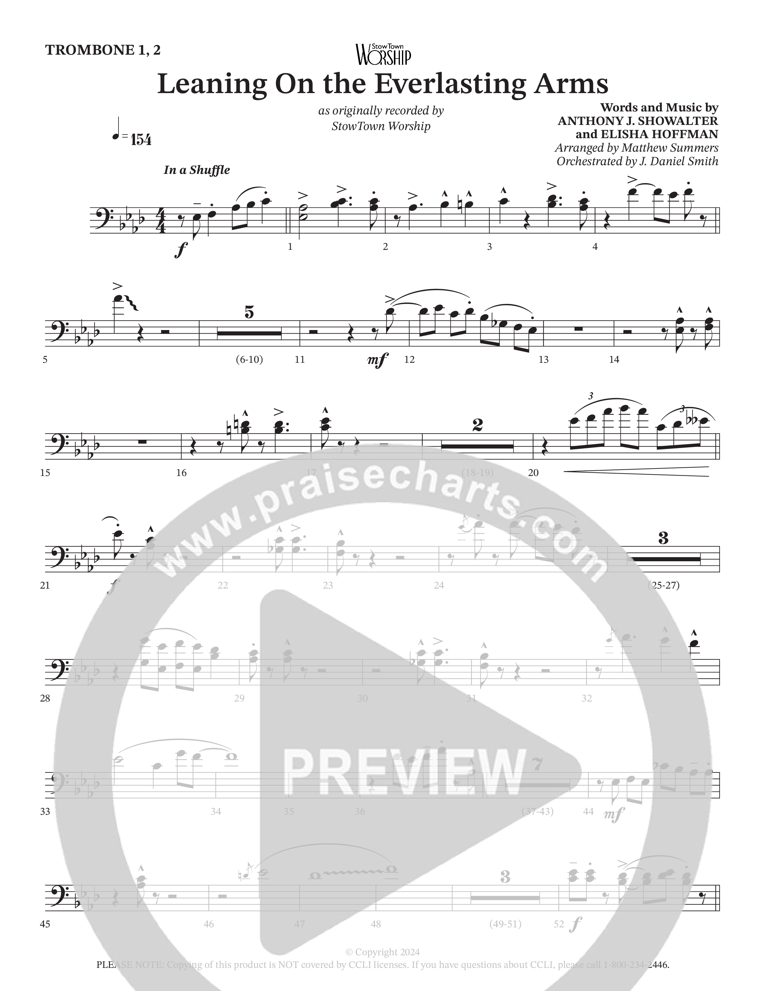 Leaning On The Everlasting Arms Trombone 1/2 (StowTown Worship / Alvin Slaughter / Arr. Matthew Summers / Orch. J. Daniel Smith)