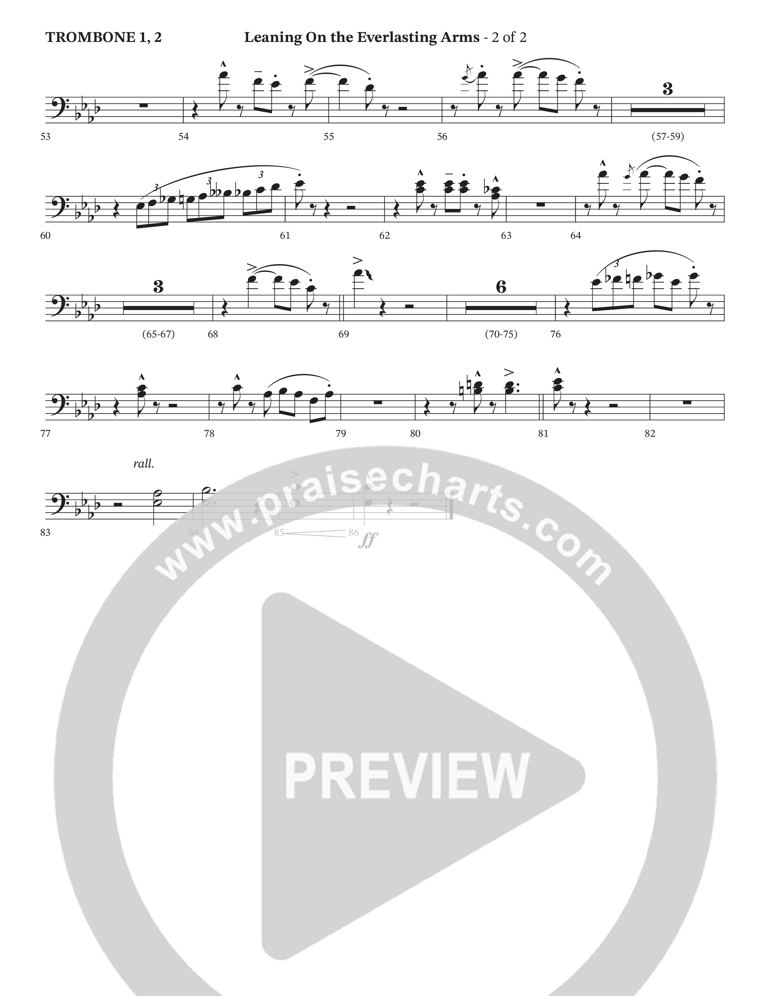 Leaning On The Everlasting Arms Trombone 1/2 (StowTown Worship / Alvin Slaughter / Arr. Matthew Summers / Orch. J. Daniel Smith)