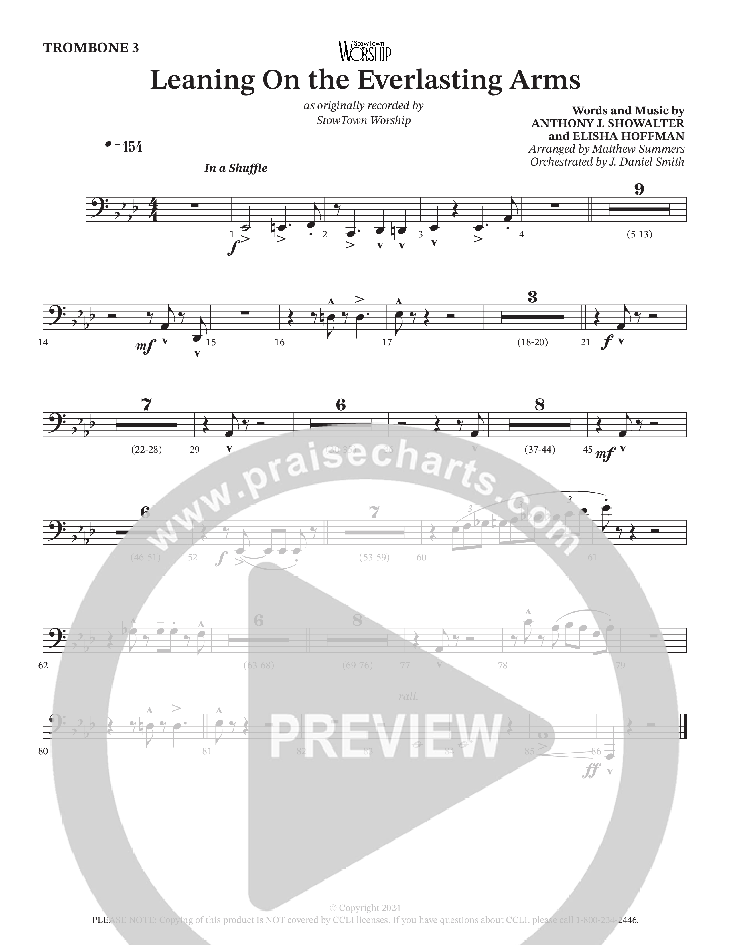 Leaning On The Everlasting Arms Trombone 3/Tuba (StowTown Worship / Alvin Slaughter / Arr. Matthew Summers / Orch. J. Daniel Smith)