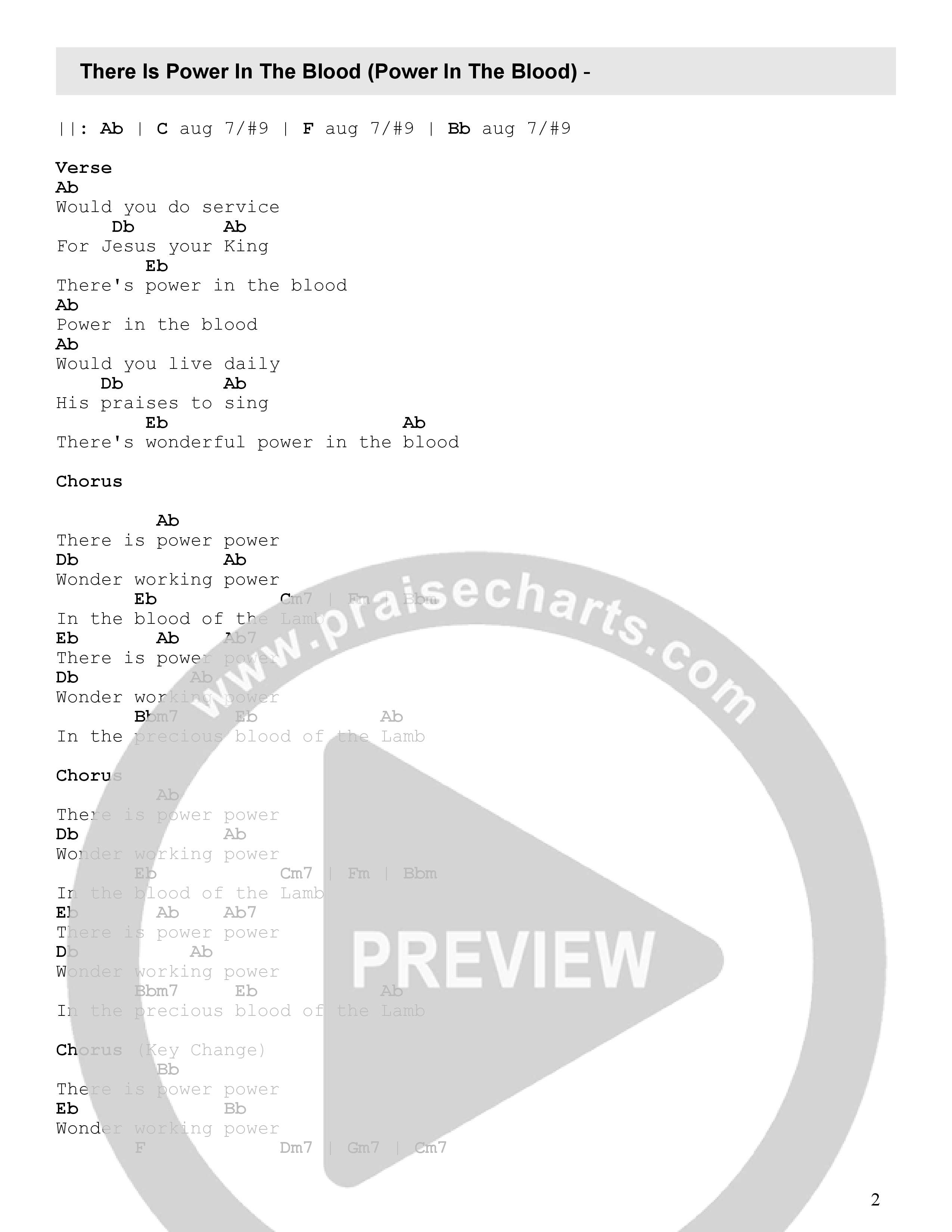Power In The Blood Chord Chart (StowTown Worship / TaRanda Greene / Arr. Matthew Summers / Orch. J. Daniel Smith)
