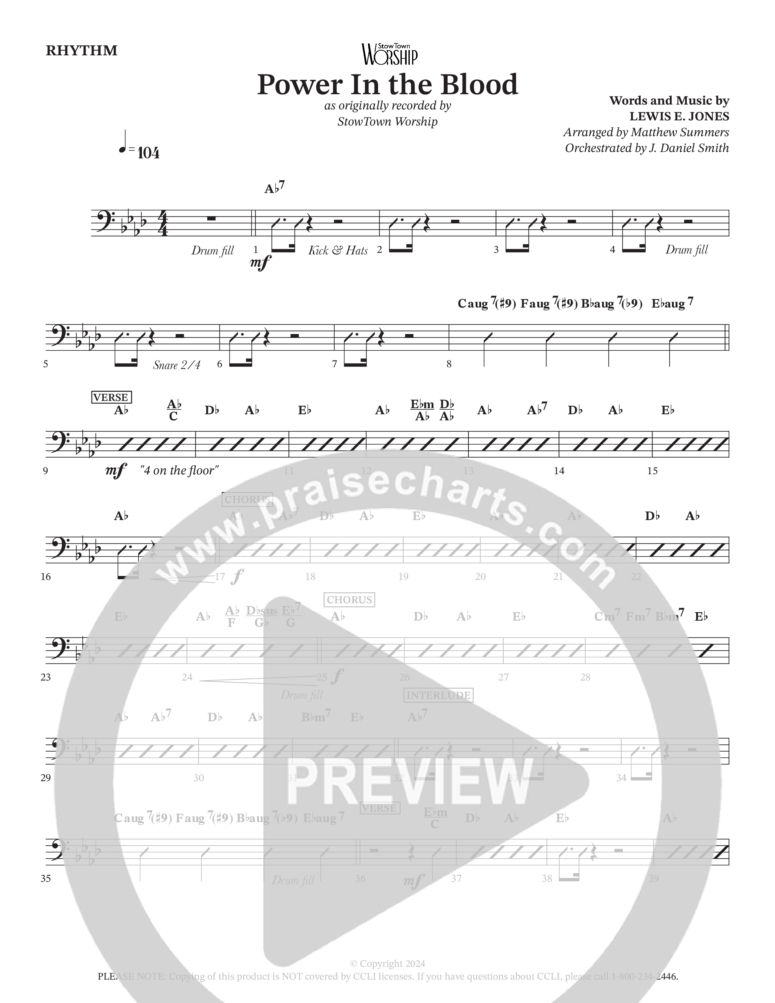 Power In The Blood Rhythm Chart (StowTown Worship / TaRanda Greene / Arr. Matthew Summers / Orch. J. Daniel Smith)