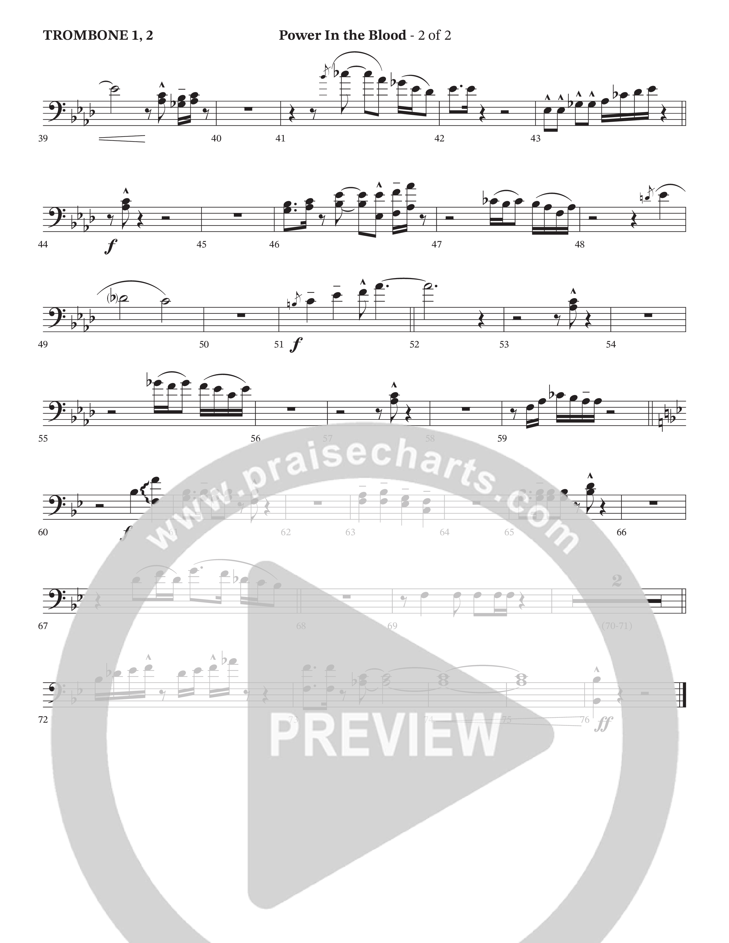 Power In The Blood Trombone 1/2 (StowTown Worship / TaRanda Greene / Arr. Matthew Summers / Orch. J. Daniel Smith)