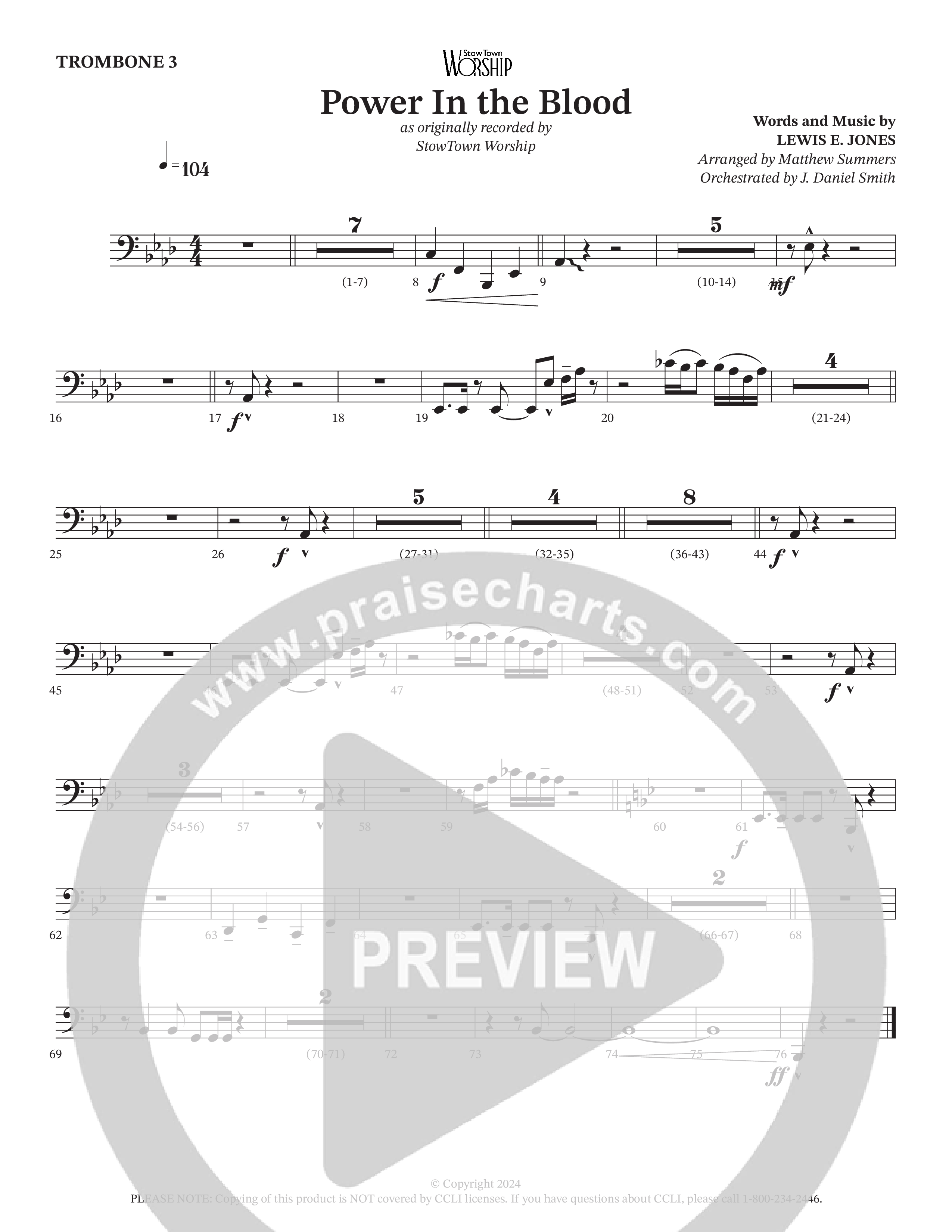 Power In The Blood Trombone 3 (StowTown Worship / TaRanda Greene / Arr. Matthew Summers / Orch. J. Daniel Smith)