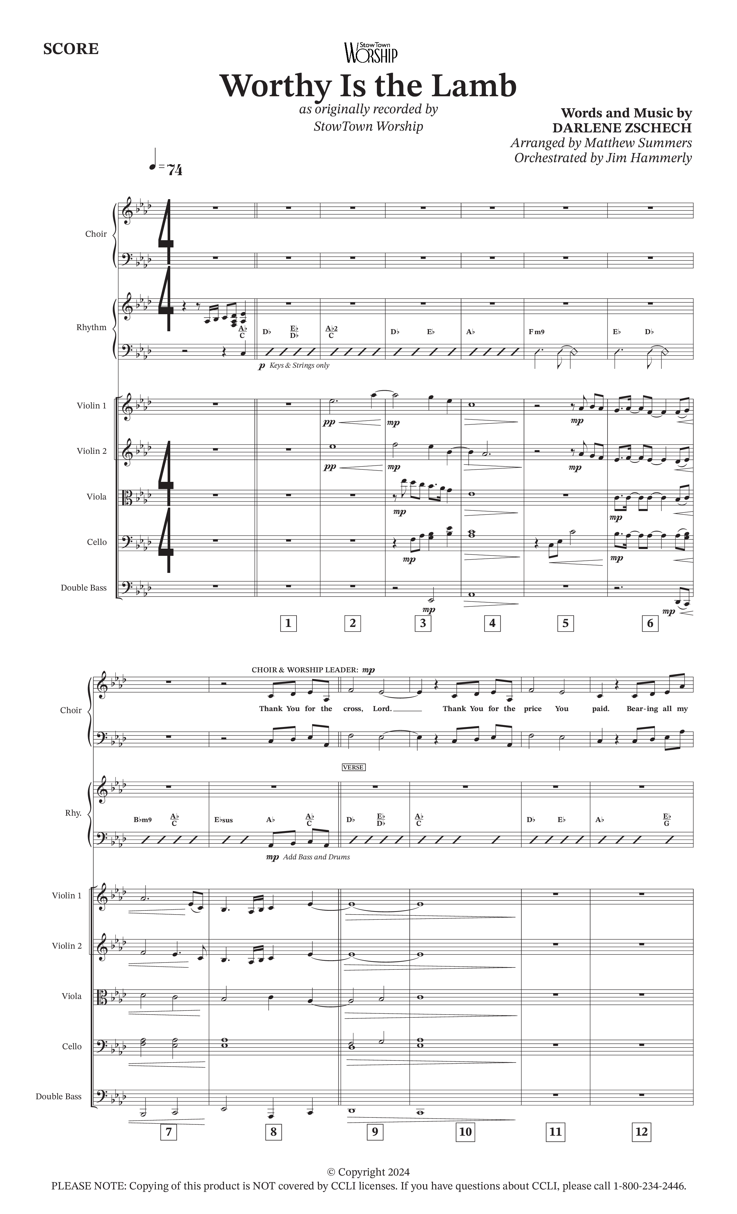 Worthy Is The Lamb Conductor's Score (StowTown Worship / TaRanda Greene / Arr. Matthew Summers / Orch. Jim Hammerly)