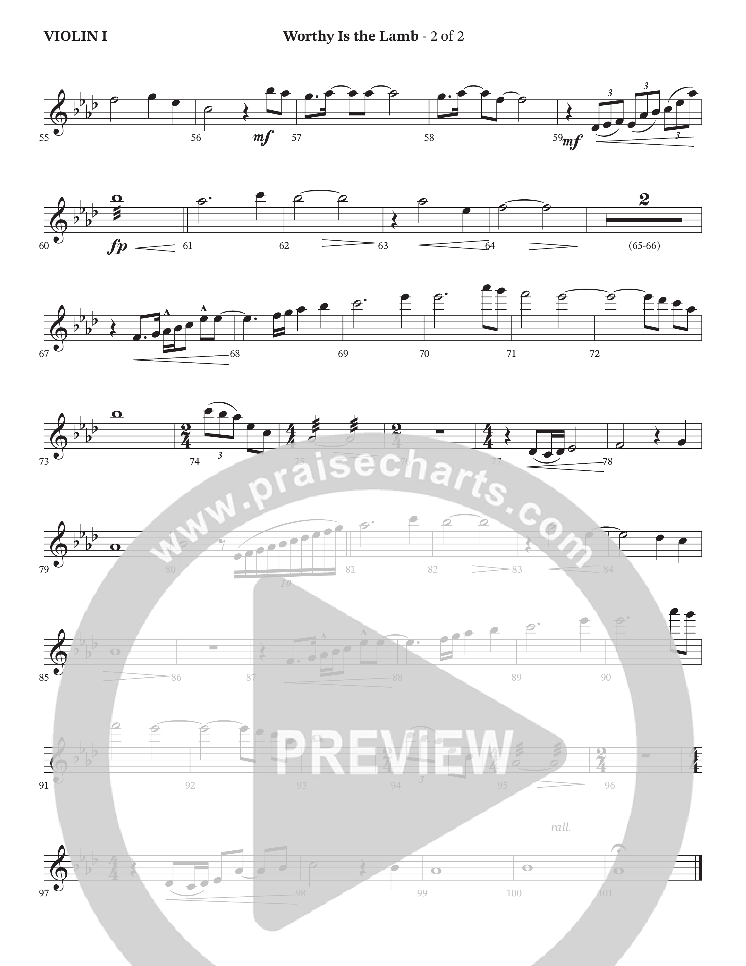 Worthy Is The Lamb Violin 1 (StowTown Worship / TaRanda Greene / Arr. Matthew Summers / Orch. Jim Hammerly)