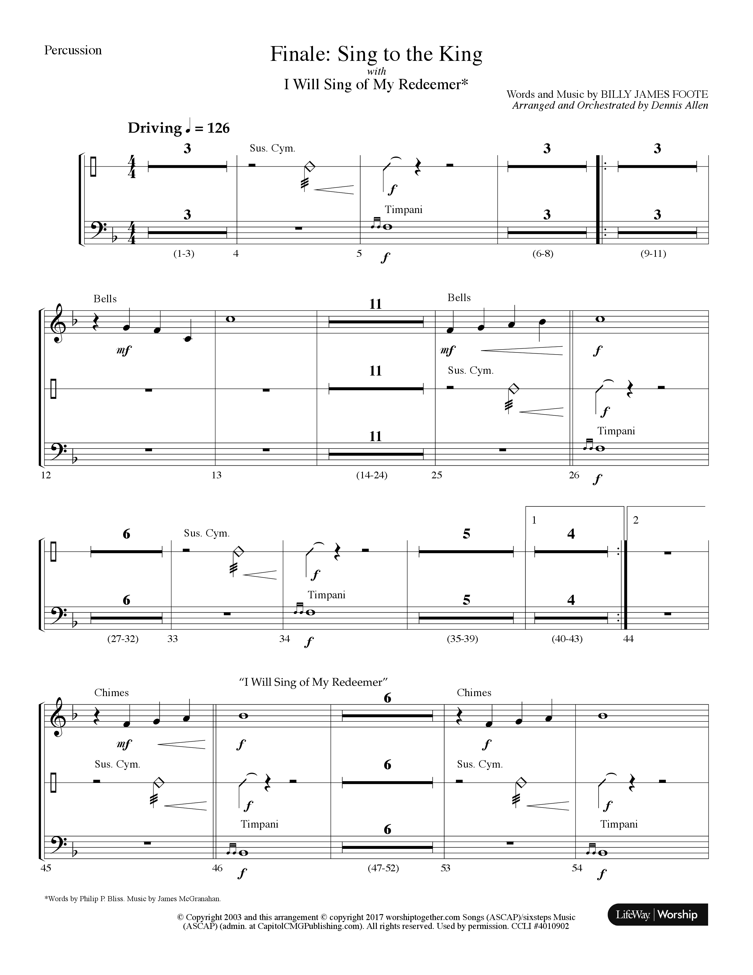 Sing To The King (Finale) (with I Will Sing Of My Redeemer) (Choral Anthem) Percussion (Lifeway Choral / Arr. Dennis Allen)
