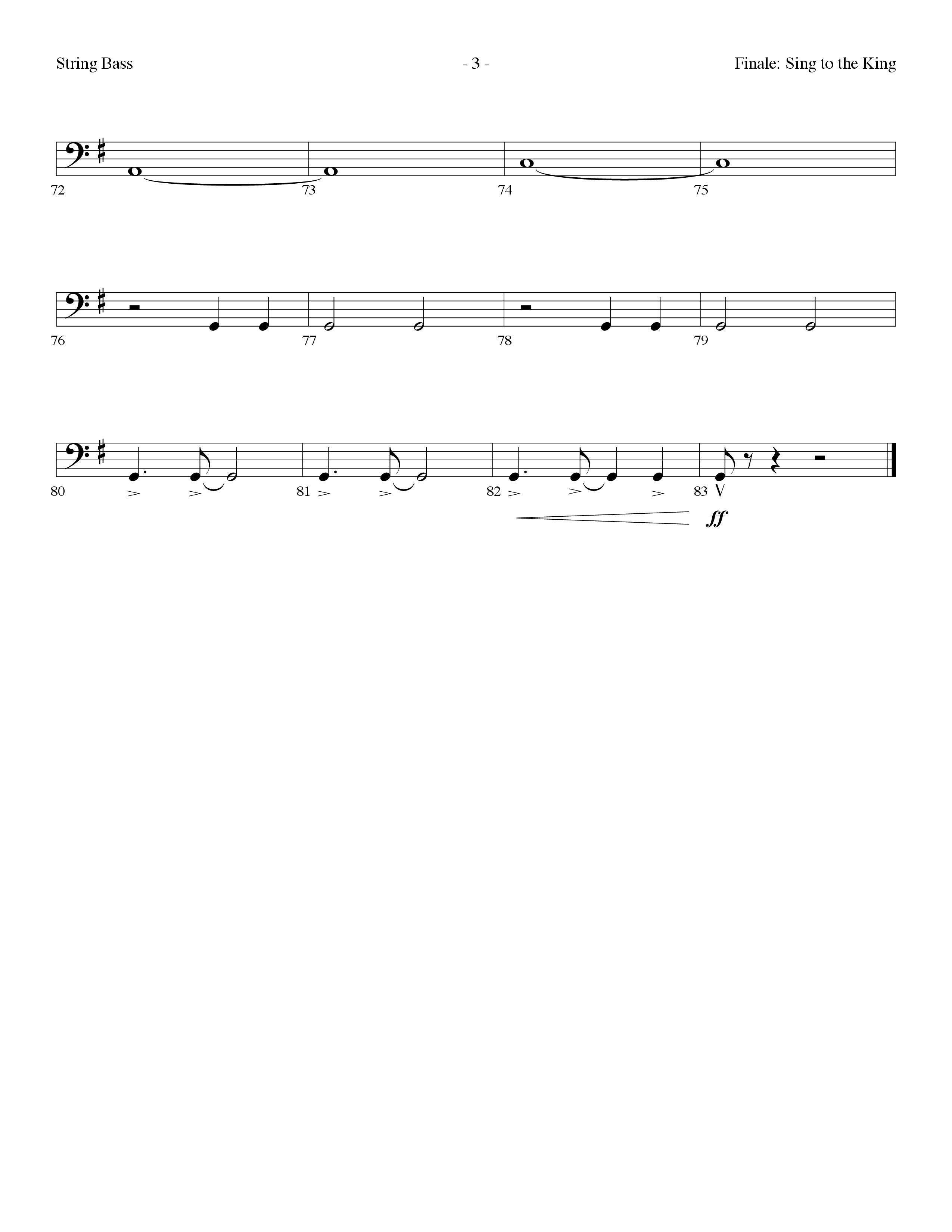 Sing To The King (Finale) (with I Will Sing Of My Redeemer) (Choral Anthem) String Bass (Lifeway Choral / Arr. Dennis Allen)