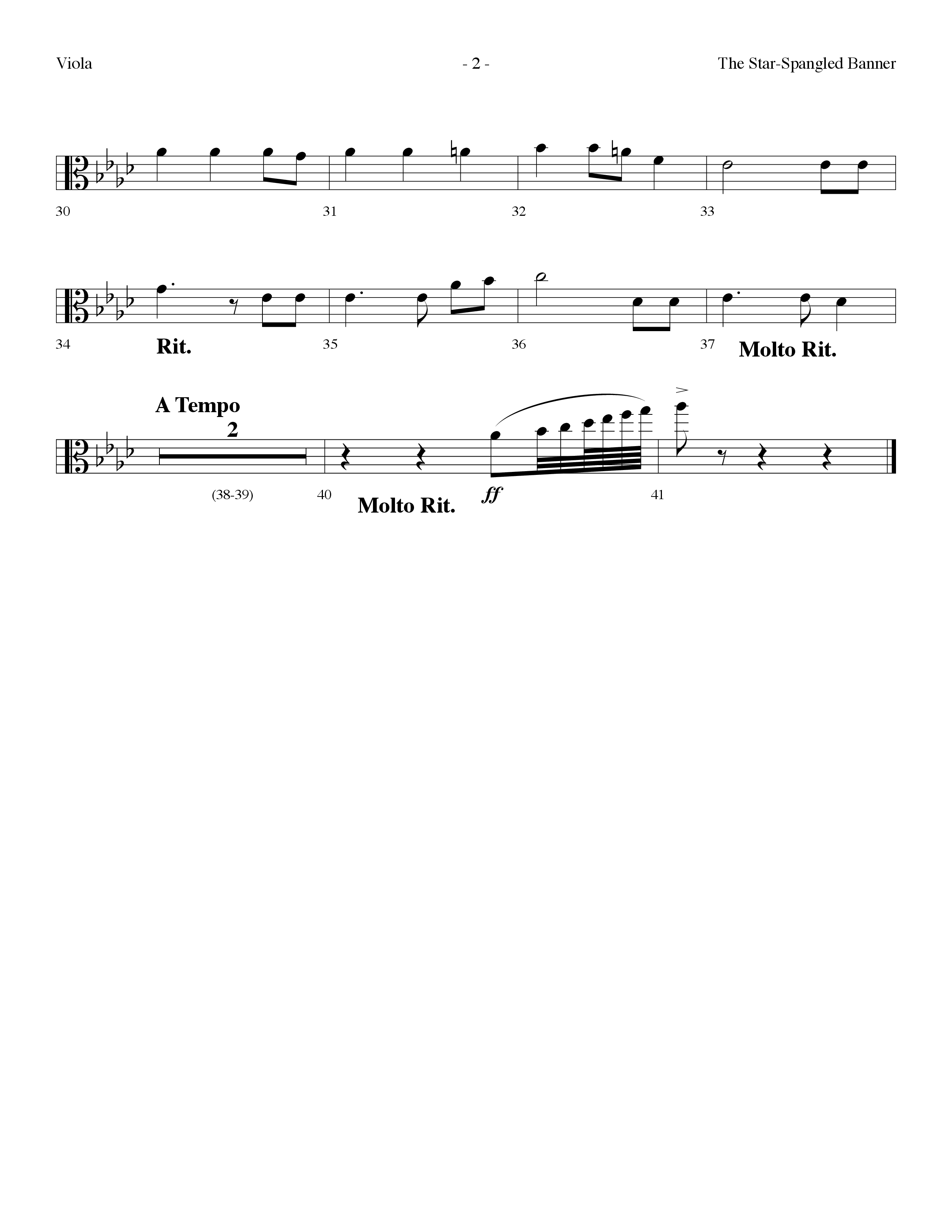 The Star Spangled Banner (Choral Anthem SATB) Viola (Lifeway Choral / Arr. Dennis Allen)