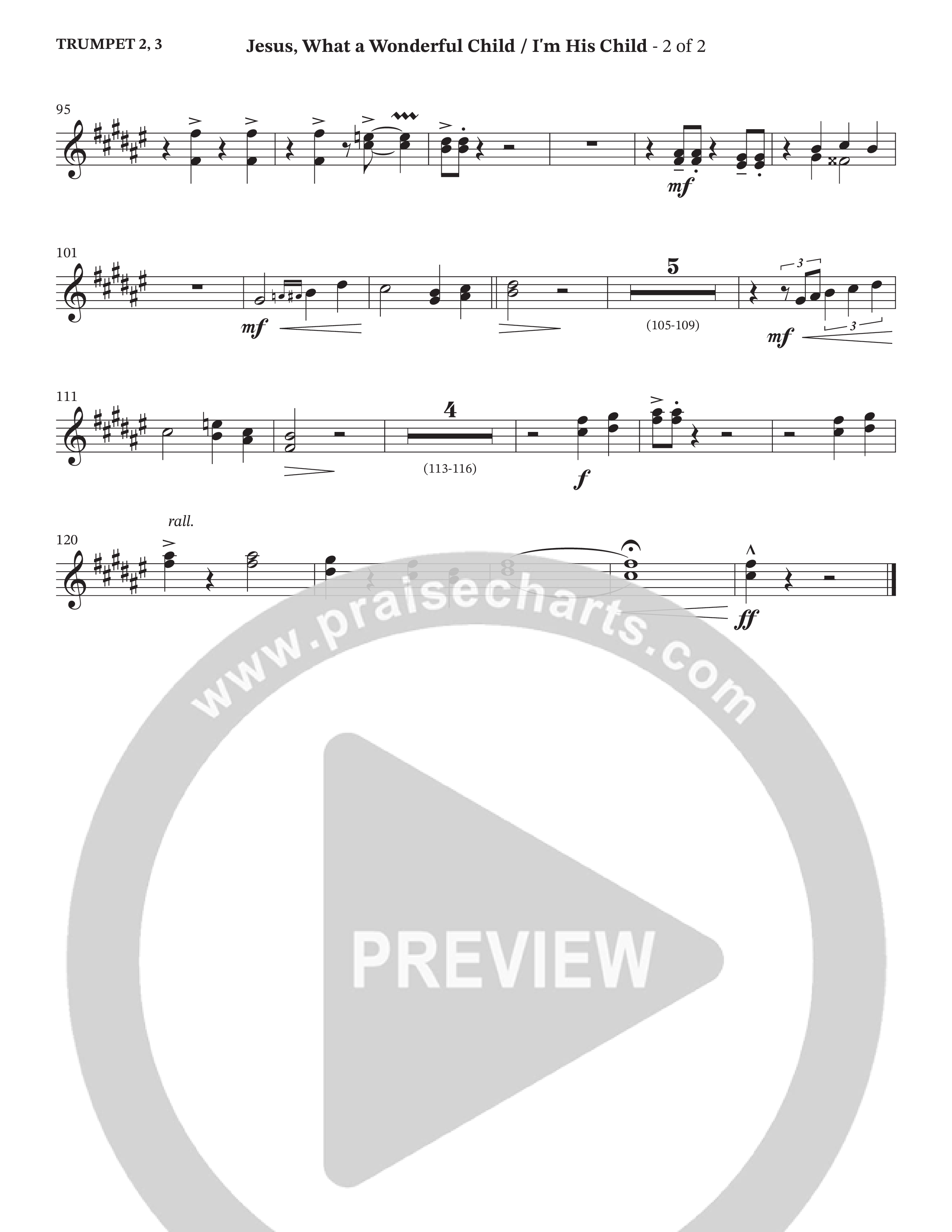 Jesus What A Wonderful Child / I'm His Child (Choral Anthem SATB) Trumpet 2/3 (TaRanda Greene / Arr. Wayne Haun / Arr. Geron Davis)
