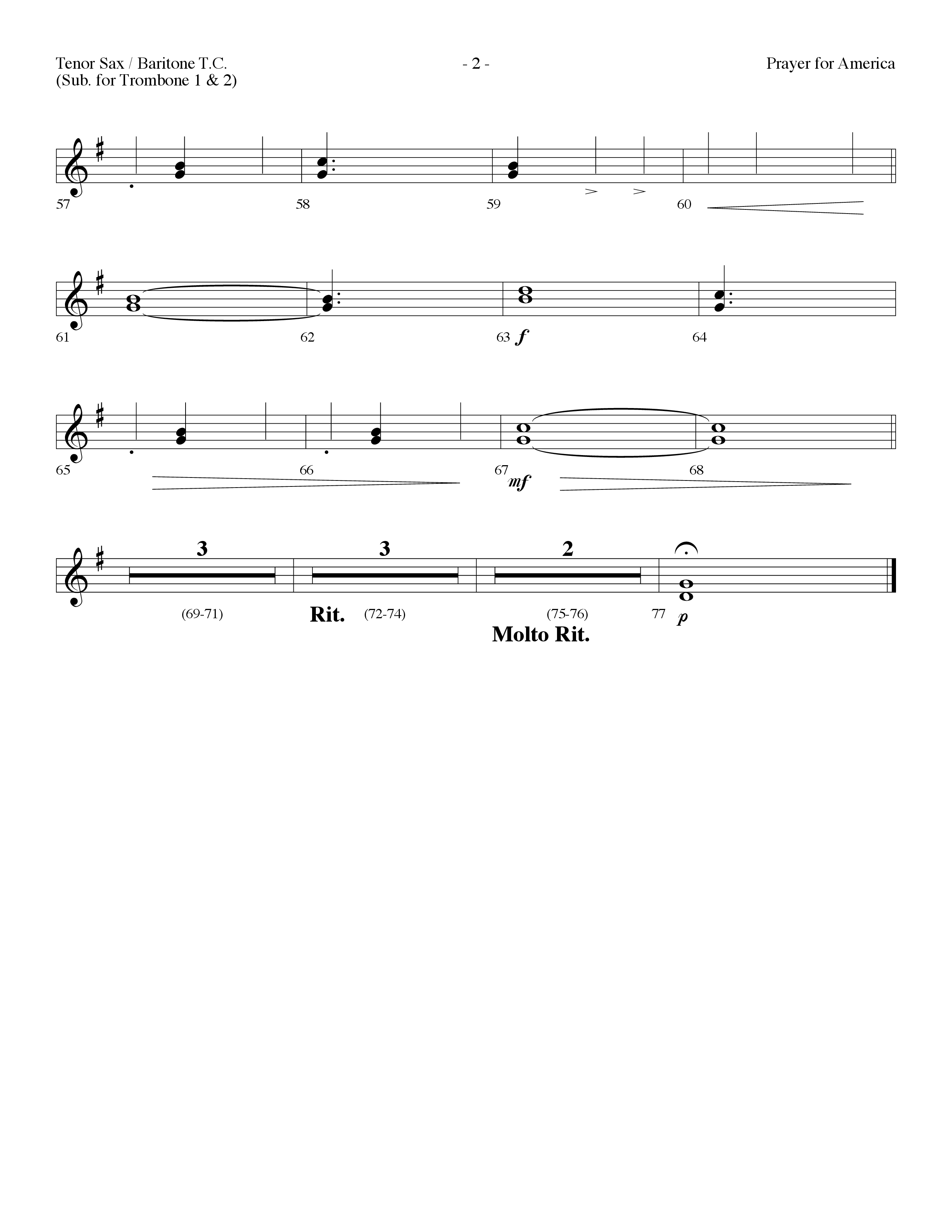 Prayer For America (Choral Anthem SATB) Tenor Sax/Baritone T.C. (Lifeway Choral / Arr. Dennis Allen)