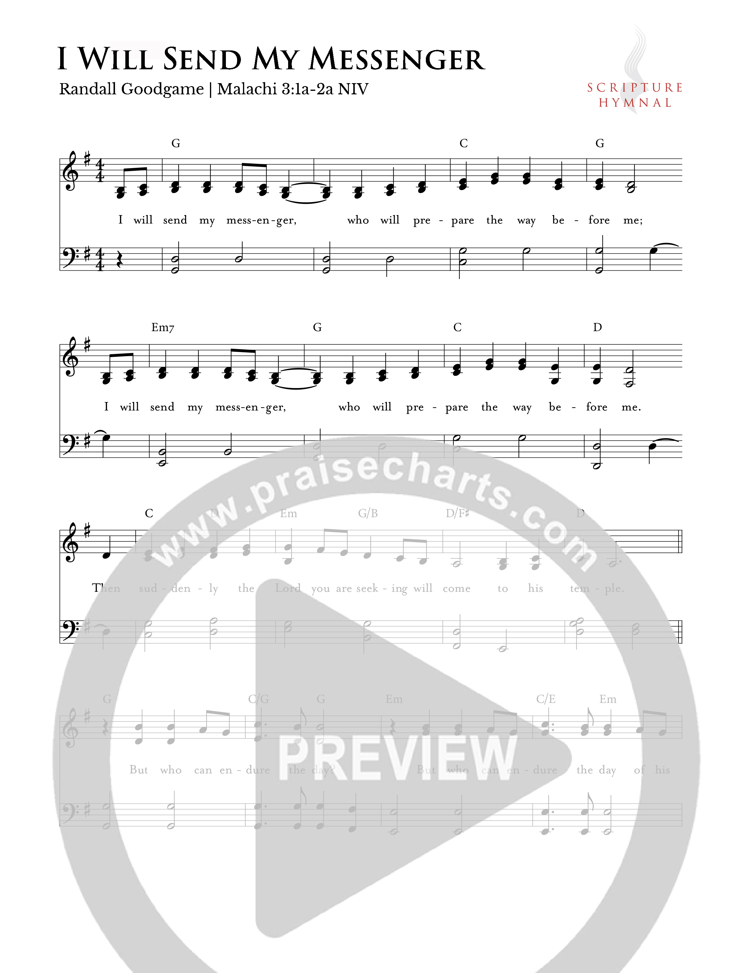 I Will Send My Messenger Hymn Sheet (Scripture Hymnal)