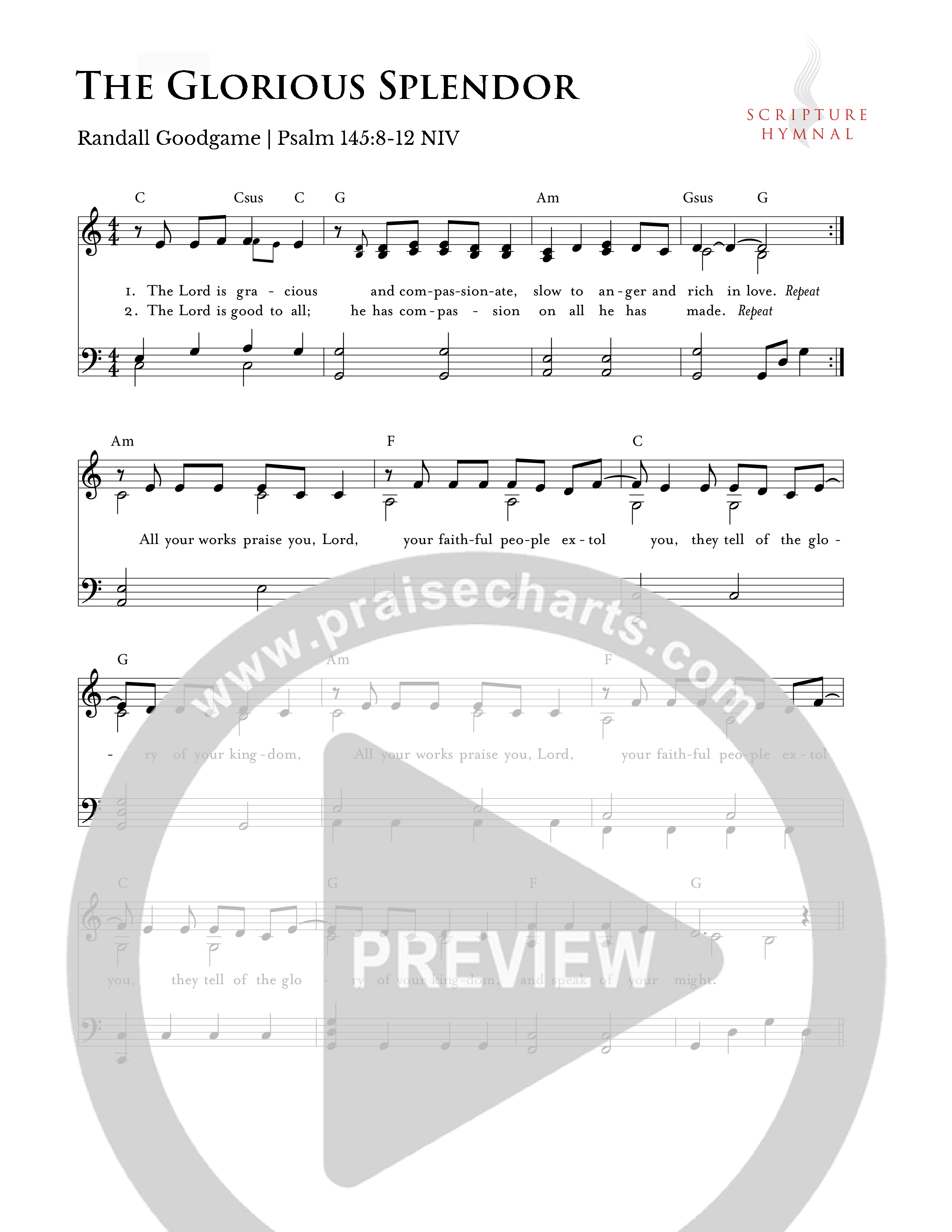 The Glorious Splendor Hymn Sheet (Scripture Hymnal)