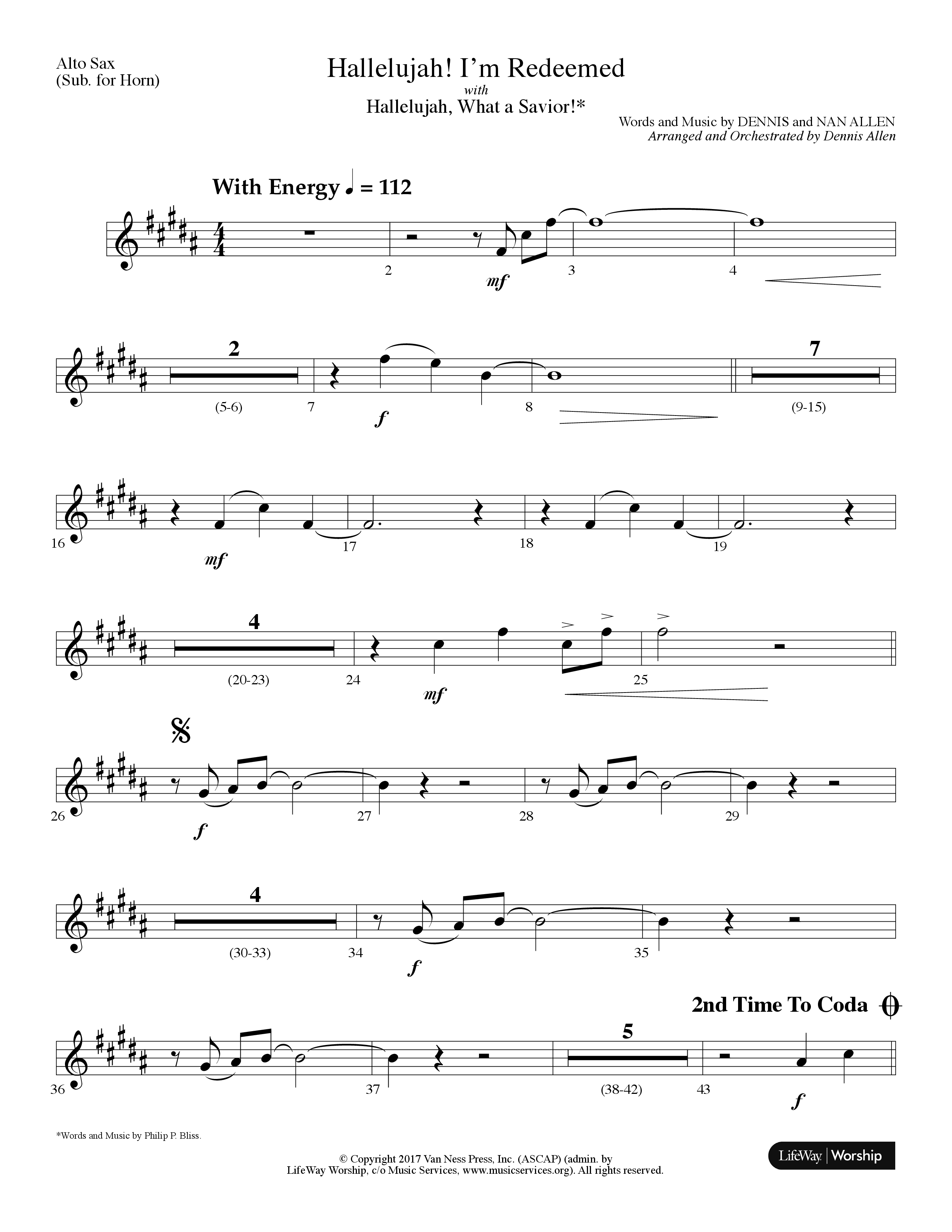 Hallelujah I'm Redeemed (with Hallelujah What A Savior) (Choral Anthem SATB) Alto Sax (Lifeway Choral / Arr. Dennis Allen)
