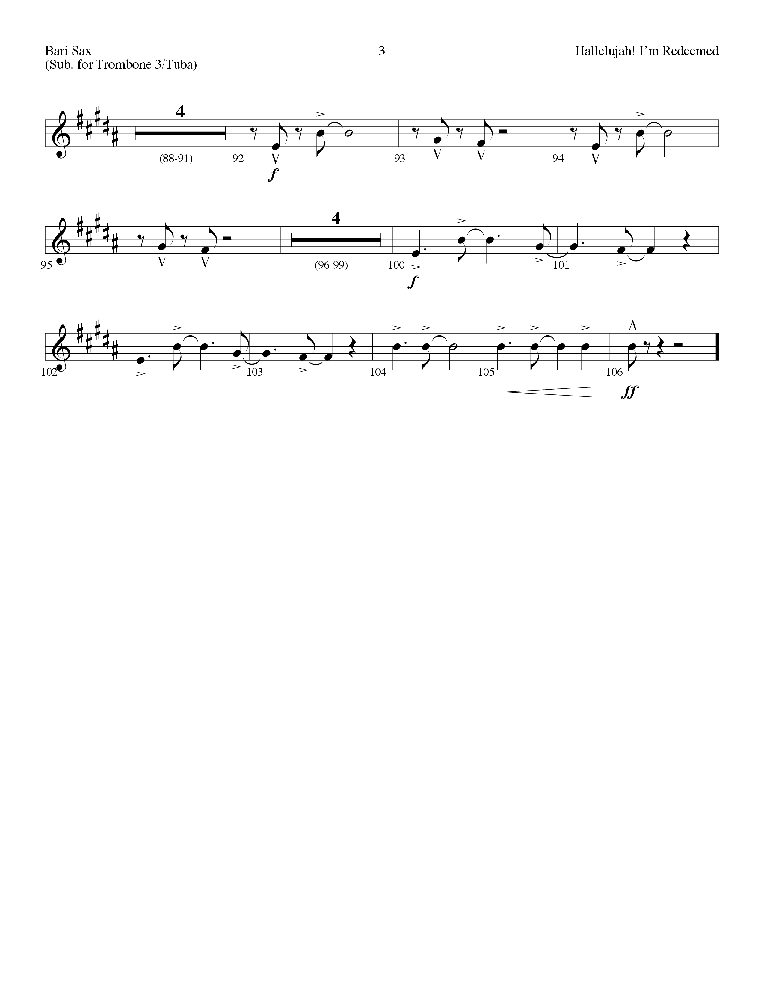Hallelujah I'm Redeemed (with Hallelujah What A Savior) (Choral Anthem SATB) Bari Sax (Lifeway Choral / Arr. Dennis Allen)