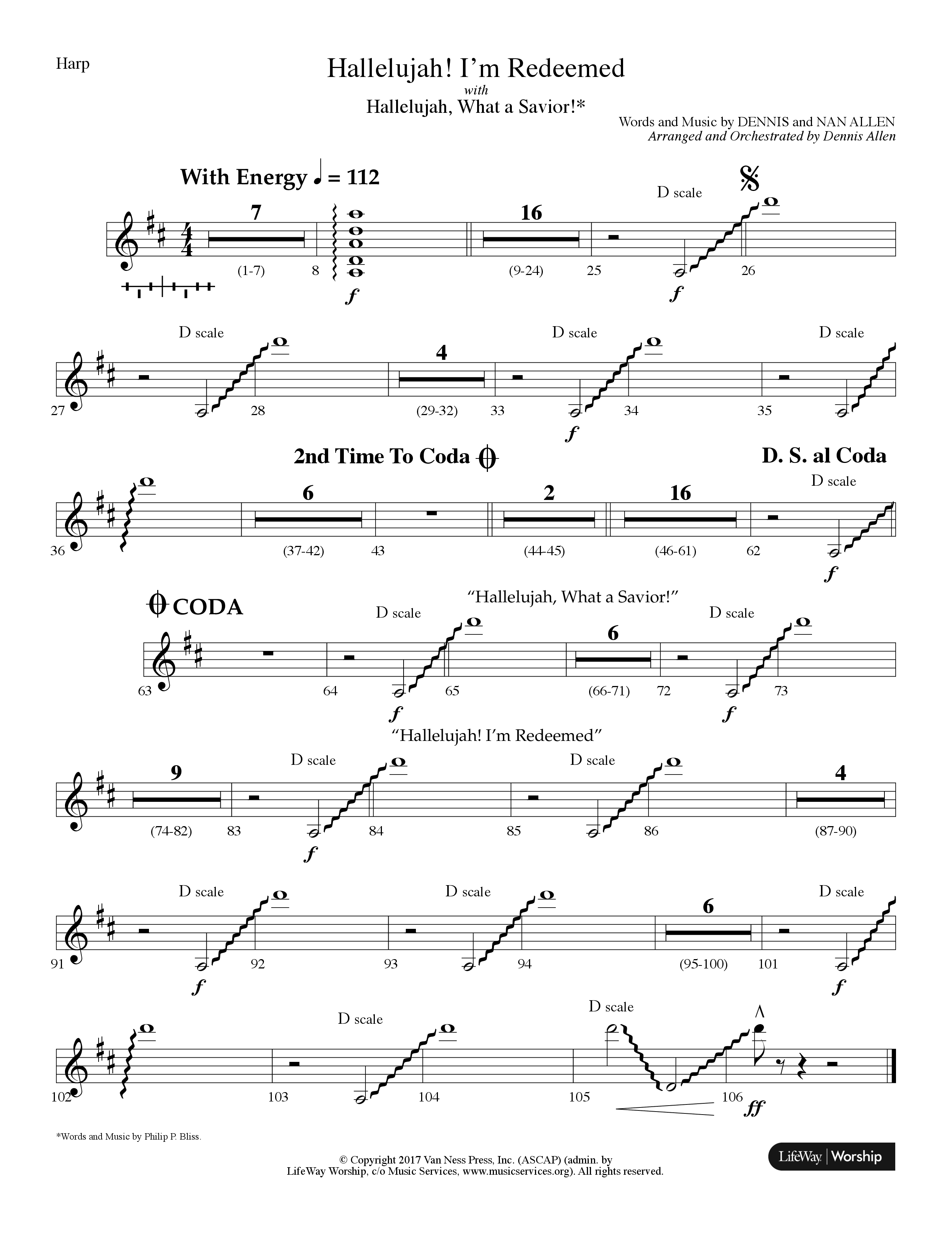 Hallelujah I'm Redeemed (with Hallelujah What A Savior) (Choral Anthem SATB) Harp (Lifeway Choral / Arr. Dennis Allen)