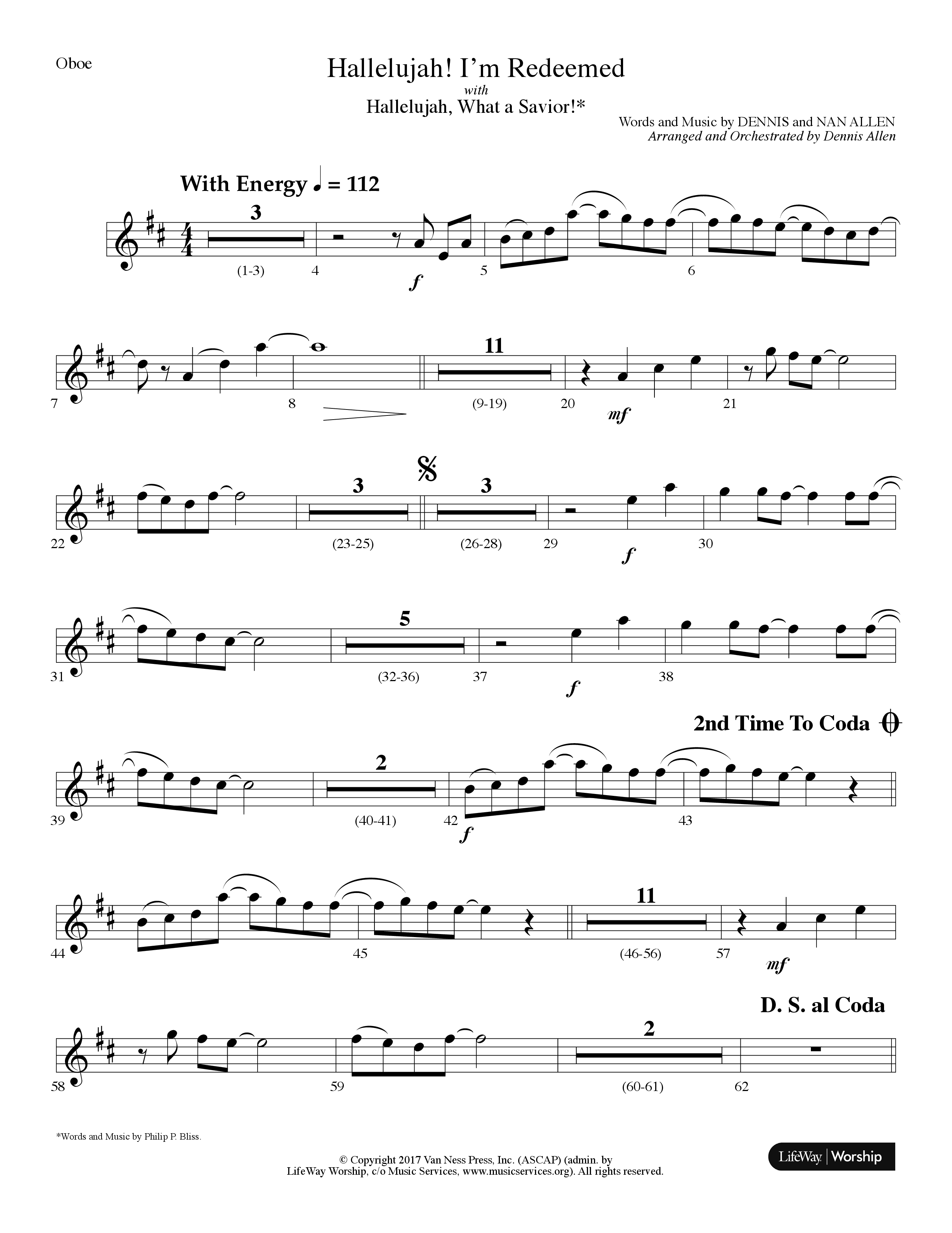 Hallelujah I'm Redeemed (with Hallelujah What A Savior) (Choral Anthem SATB) Oboe (Lifeway Choral / Arr. Dennis Allen)