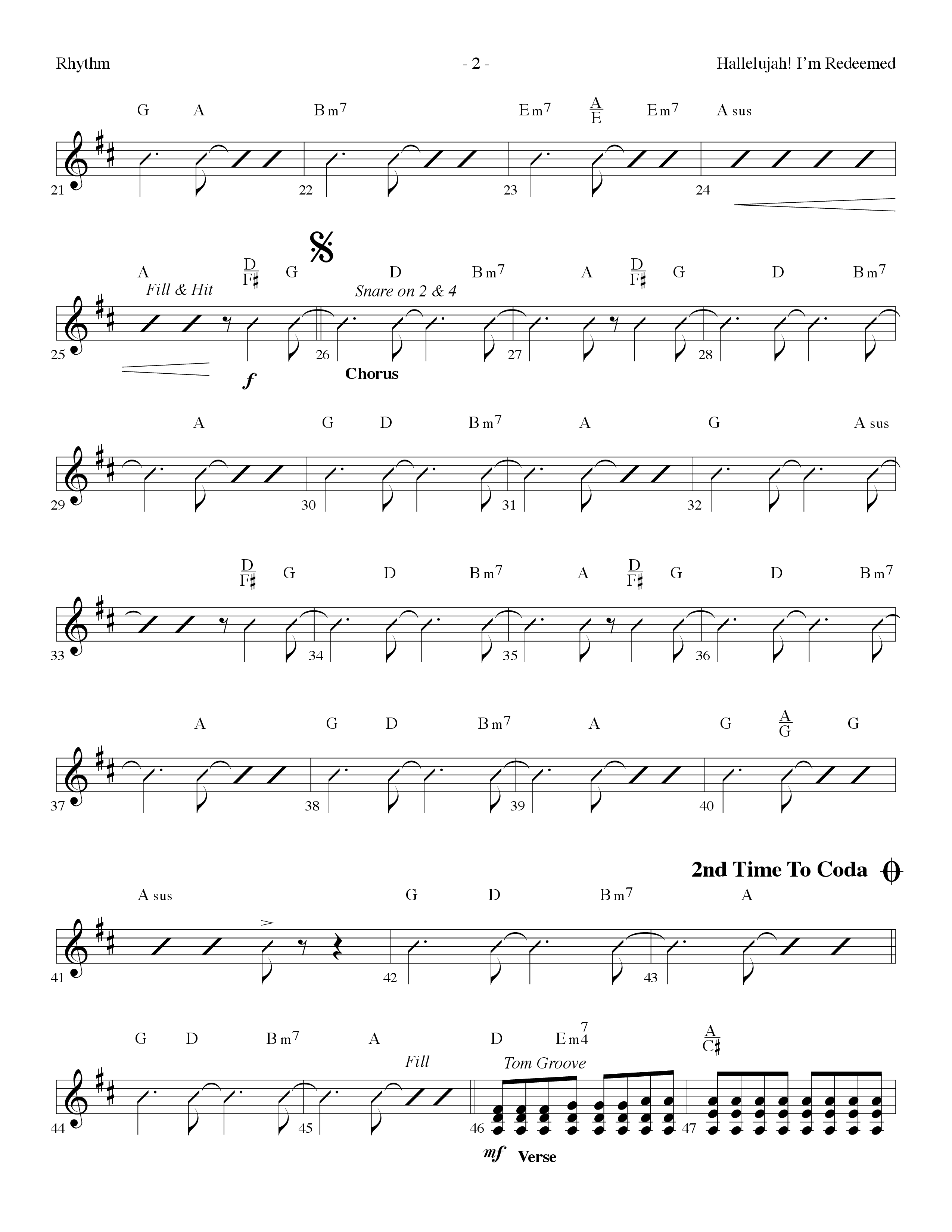 Hallelujah I'm Redeemed (with Hallelujah What A Savior) (Choral Anthem SATB) Rhythm Chart (Lifeway Choral / Arr. Dennis Allen)