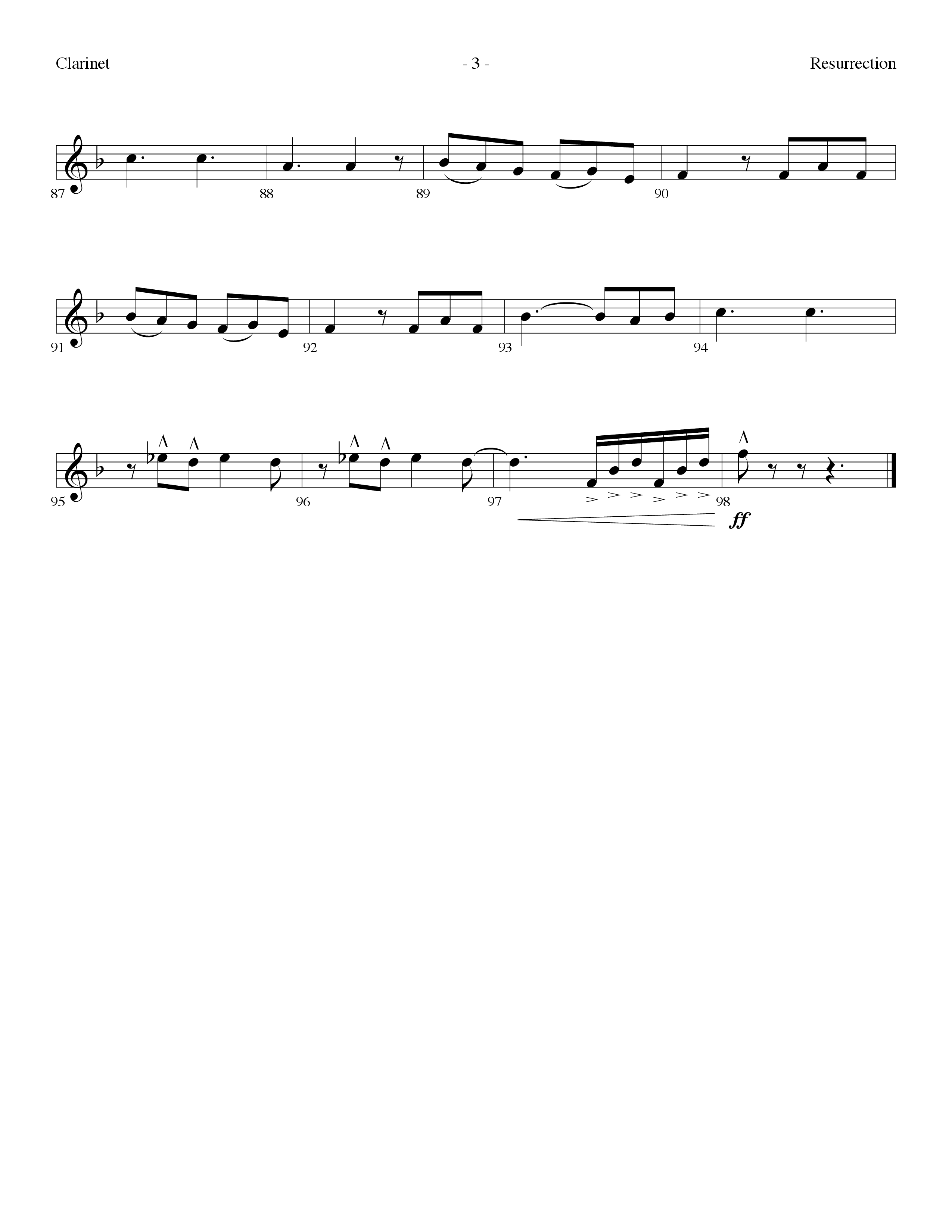 Resurrection (Resurrection Song) (Choral Anthem SATB) Clarinet (Lifeway Choral / Arr. Dennis Allen)