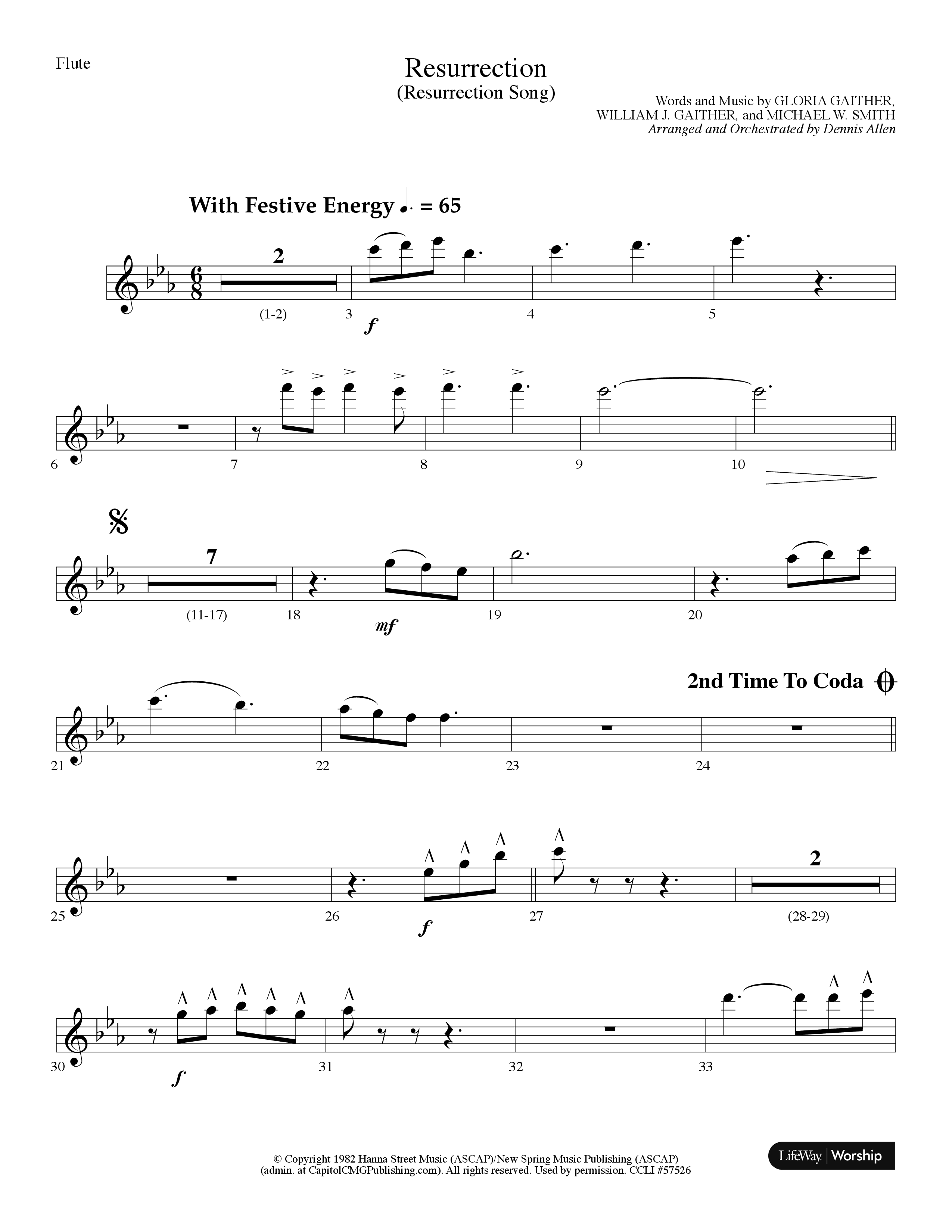 Resurrection (Resurrection Song) (Choral Anthem SATB) Flute (Lifeway Choral / Arr. Dennis Allen)