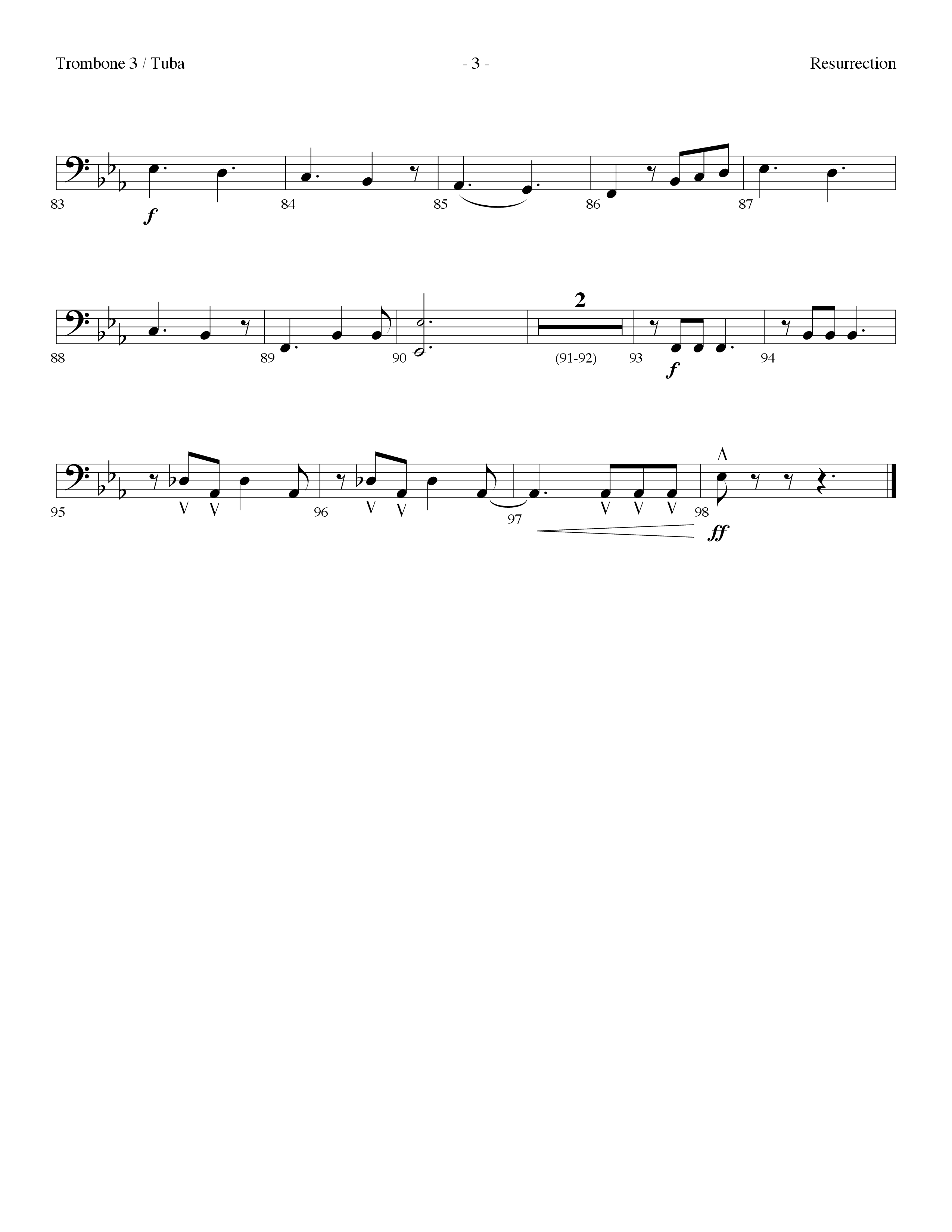 Resurrection (Resurrection Song) (Choral Anthem SATB) Trombone 3/Tuba (Lifeway Choral / Arr. Dennis Allen)